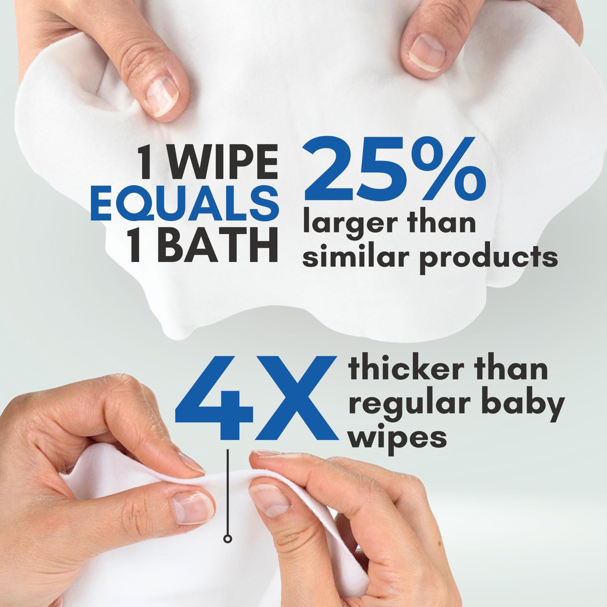 Nurture Valley Nurture Rinse Free Bathing Wipes for Adults w/Aloe | Waterless Cleansing for sensitive skin | Disposable Adult Body Bath Wet Wipe for Disabled Bedridden | 64 wipes