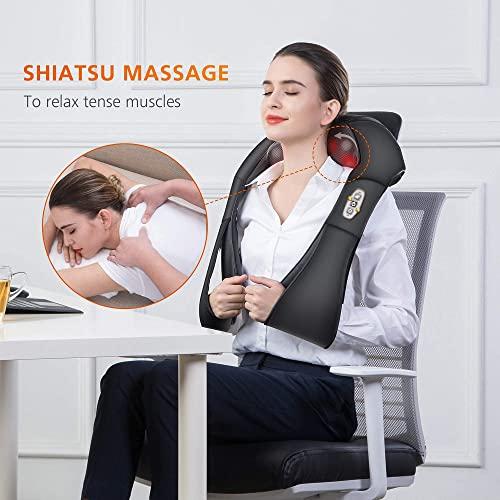 Snailax Shiatsu Neck and Shoulder Massager Foot Warmer Bundle Back Massager with Heat Deep Kneading Electric Massage Pillow for Neck Back Shoulder Foot Body