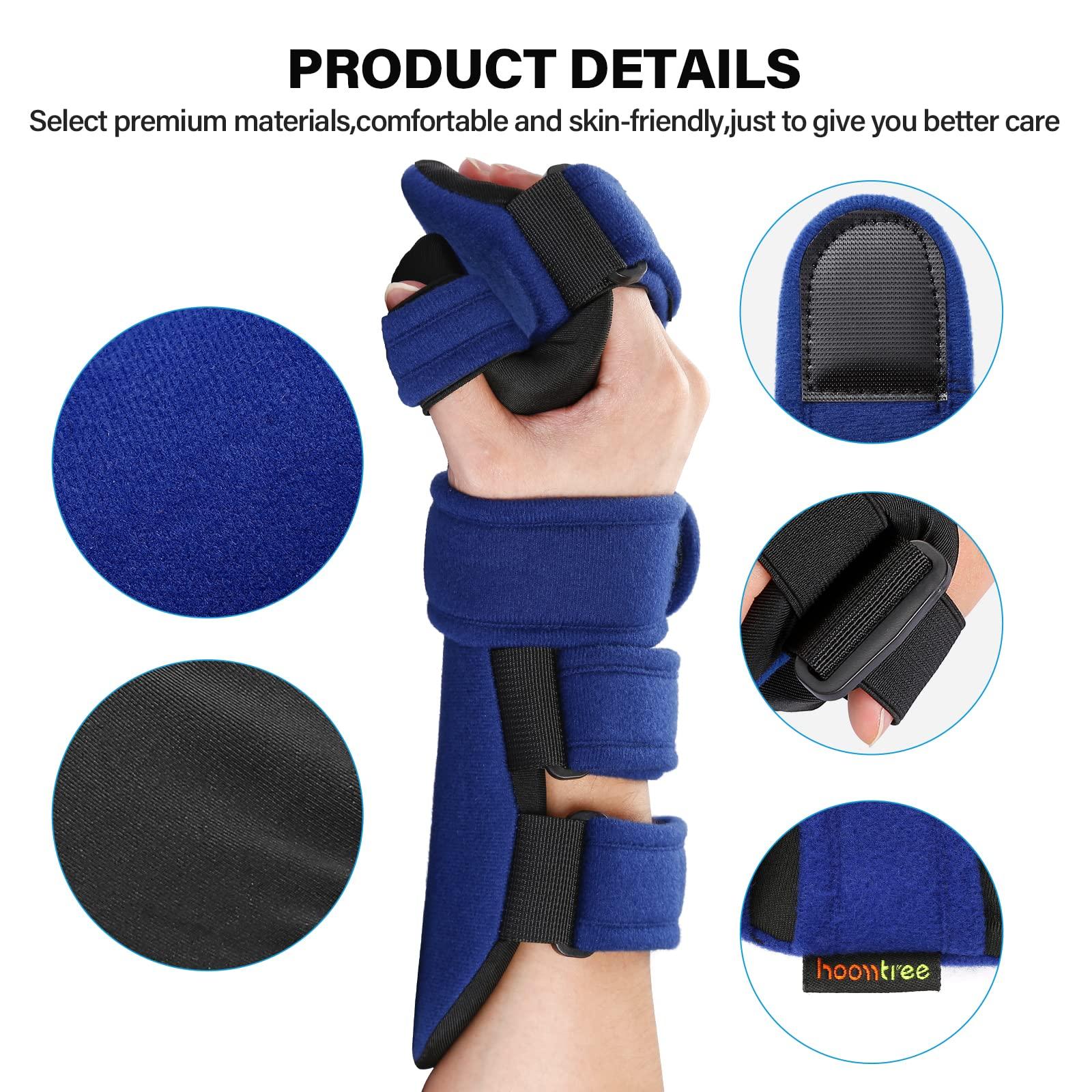 HOOMTREE HOOMTREE Stroke Resting Hand Splint Right&Left Resting Hand Splint with Finger Separator Functional Night Immobilizer Wrist Finger Brace for Carpel Tunnel Pain,Sprain Fracture,Tendonitis (Left,Blue)