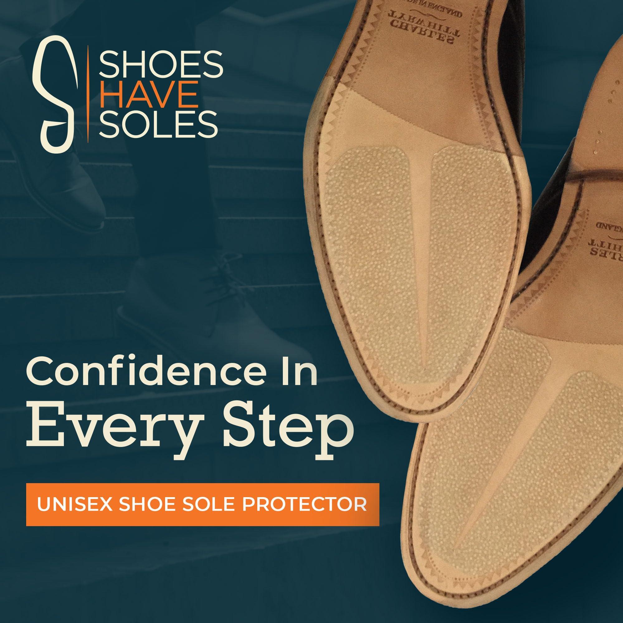 S SHOES HAVE SOLES Transparent Sole Protector, Anti Slip Shoe Grips to Help Cut Costs Due to Frequent Resoling, Non Slip Shoe Pads for Mens & Womens Footwear, Medium US 10-12 (EU 43-46) - Shoe Sole Protection