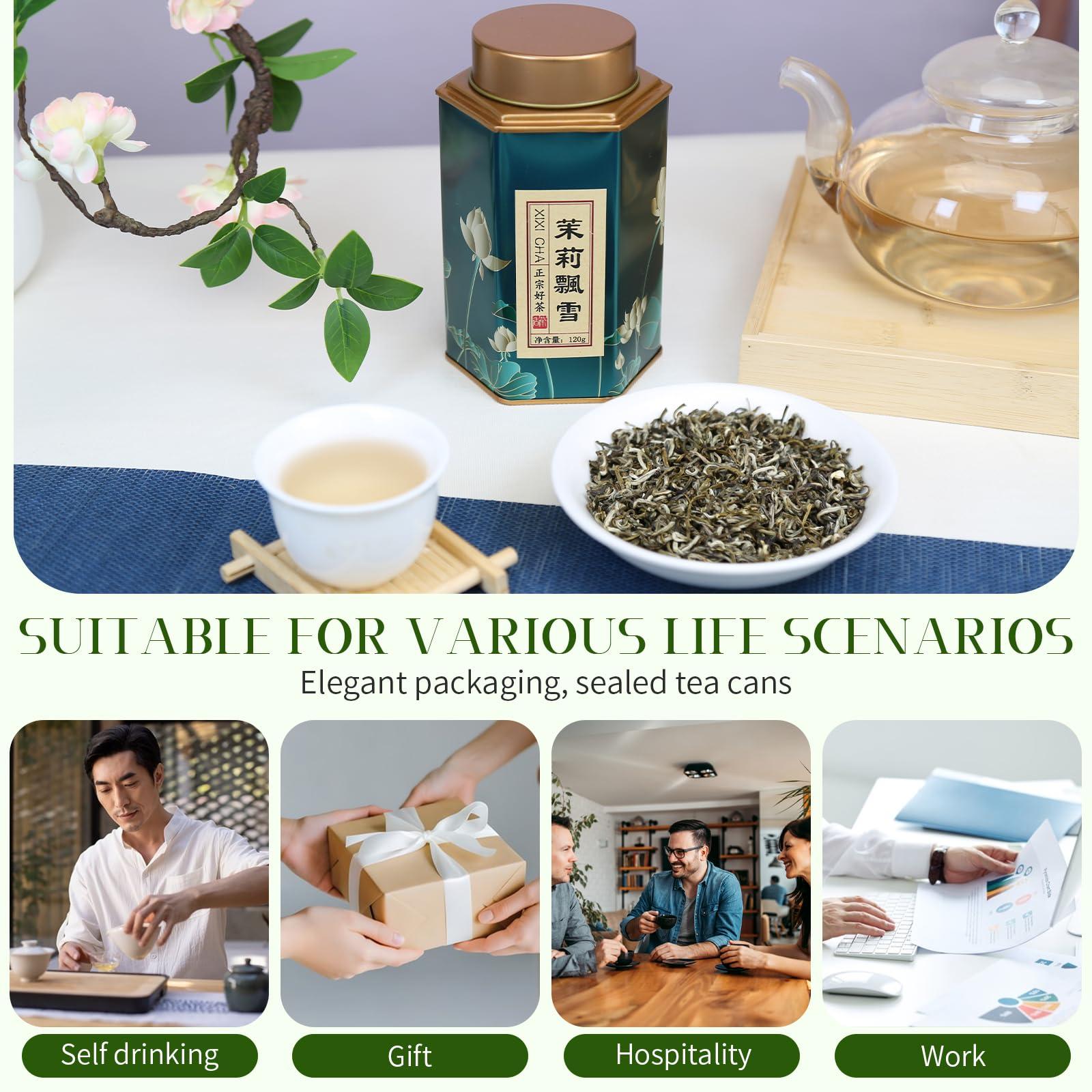 XIXICHA XIXICHA Jasmine Tea Loose Leaf Grade AAA Jasmine Green Tea Chinese Tea Green Tea New Tea Premium Chinese Jasmine Tea 4.23oz/120g