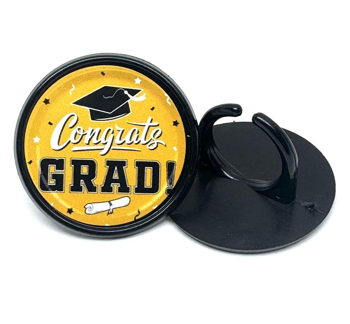 Blue Fox Baking Blue Fox Baking Graduation Cupcake Toppers Decorations Congrats Grad - Package of 12 (Yellow)