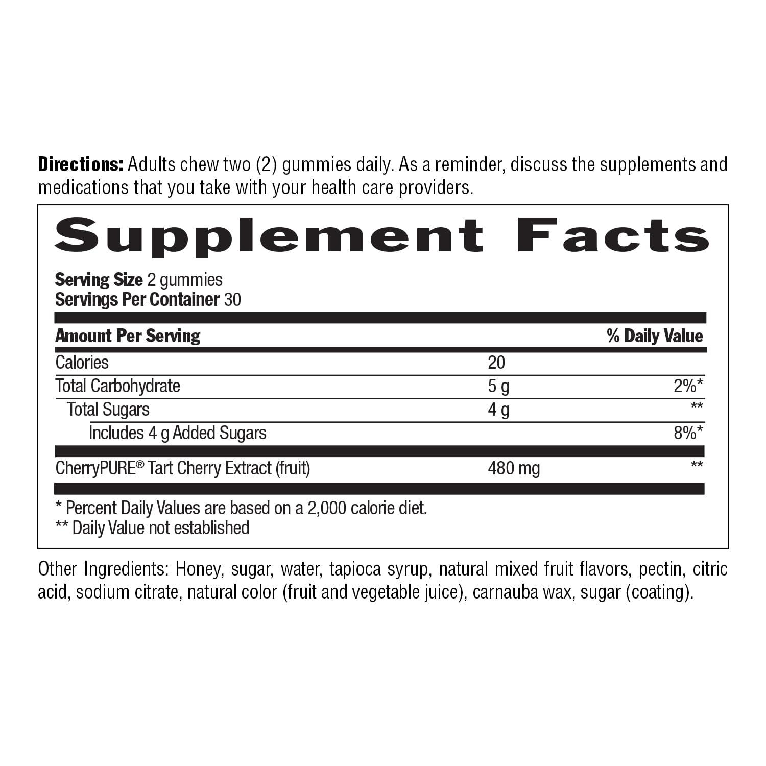 Country Life Country Life Tart Cherry Honey Gummies - Non-GMO - Certified Gluten Free - Certified Vegetarian by AVA to Support Muscle Recovery After Exercise***