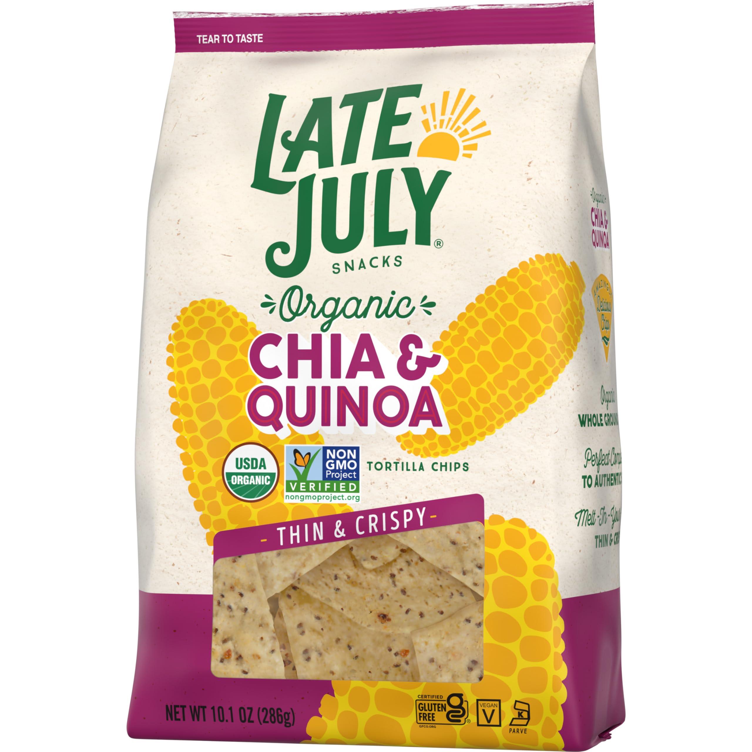 Late July Late July Snacks Thin and Crispy Organic Tortilla Chips with Chia and Quinoa, 10.1 oz Bag