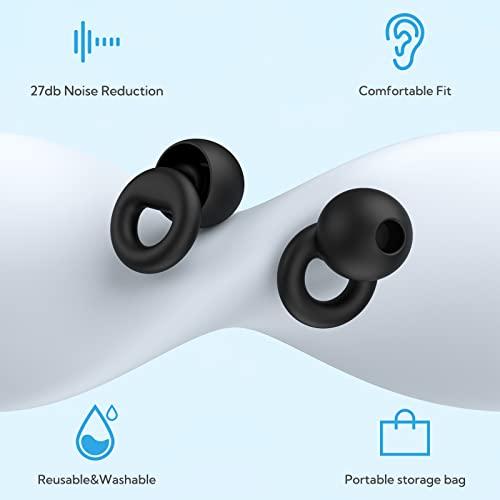 DPZZ Noise Canceling Earplugs for Sleep and Concentration New Flexible Earplugs for Better Attenuation 2 Pair Reusable Deal for Side Sleepers &Noise Sensitive Person 27dB Noise CancellationBlack