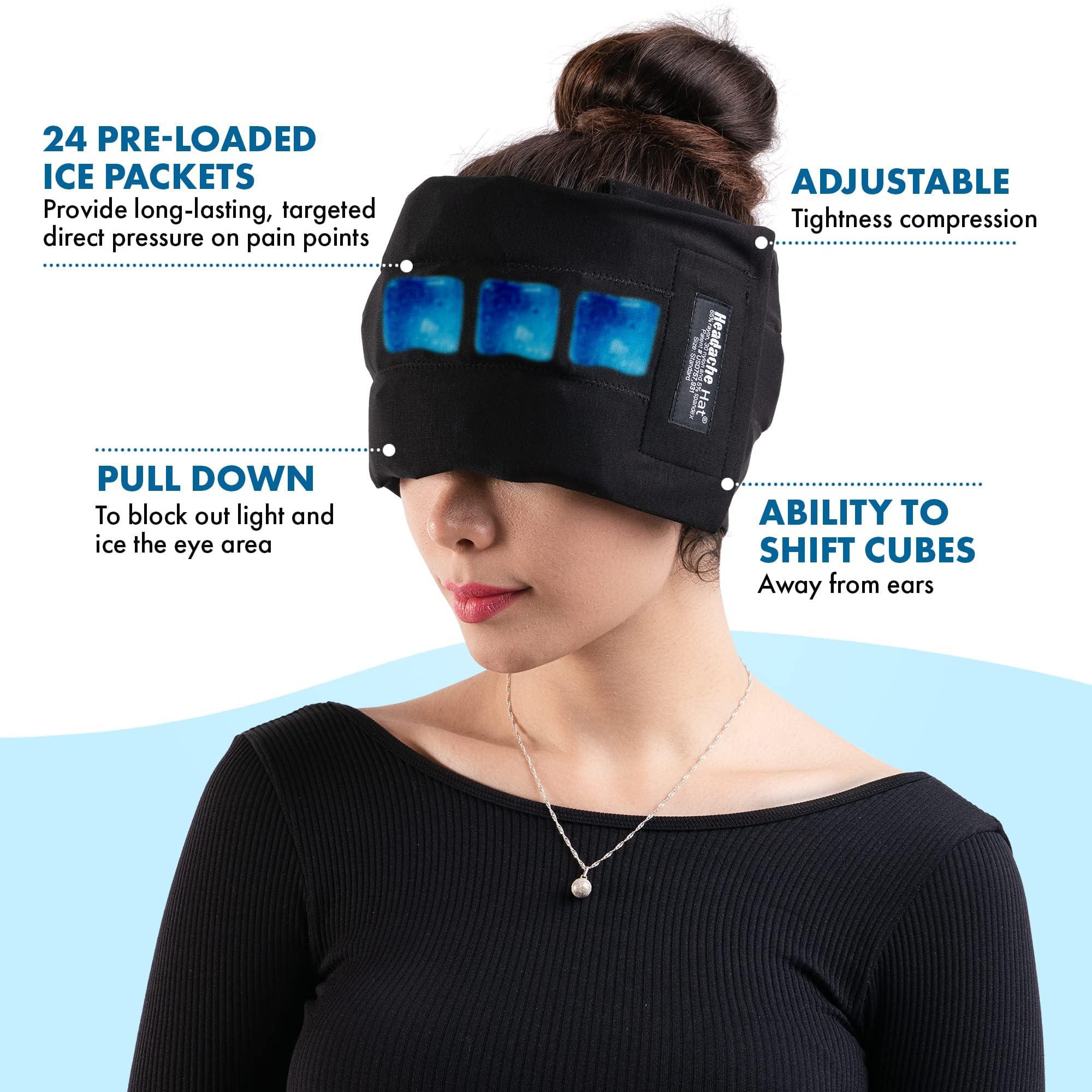 Headache Hat Headache Hat - US Assembly - Long Lasting Ice Cooling Relief - Tension Headache Cap - Migraine Cap for Natural Cooling Therapy - Migraine Mask - Standard Size