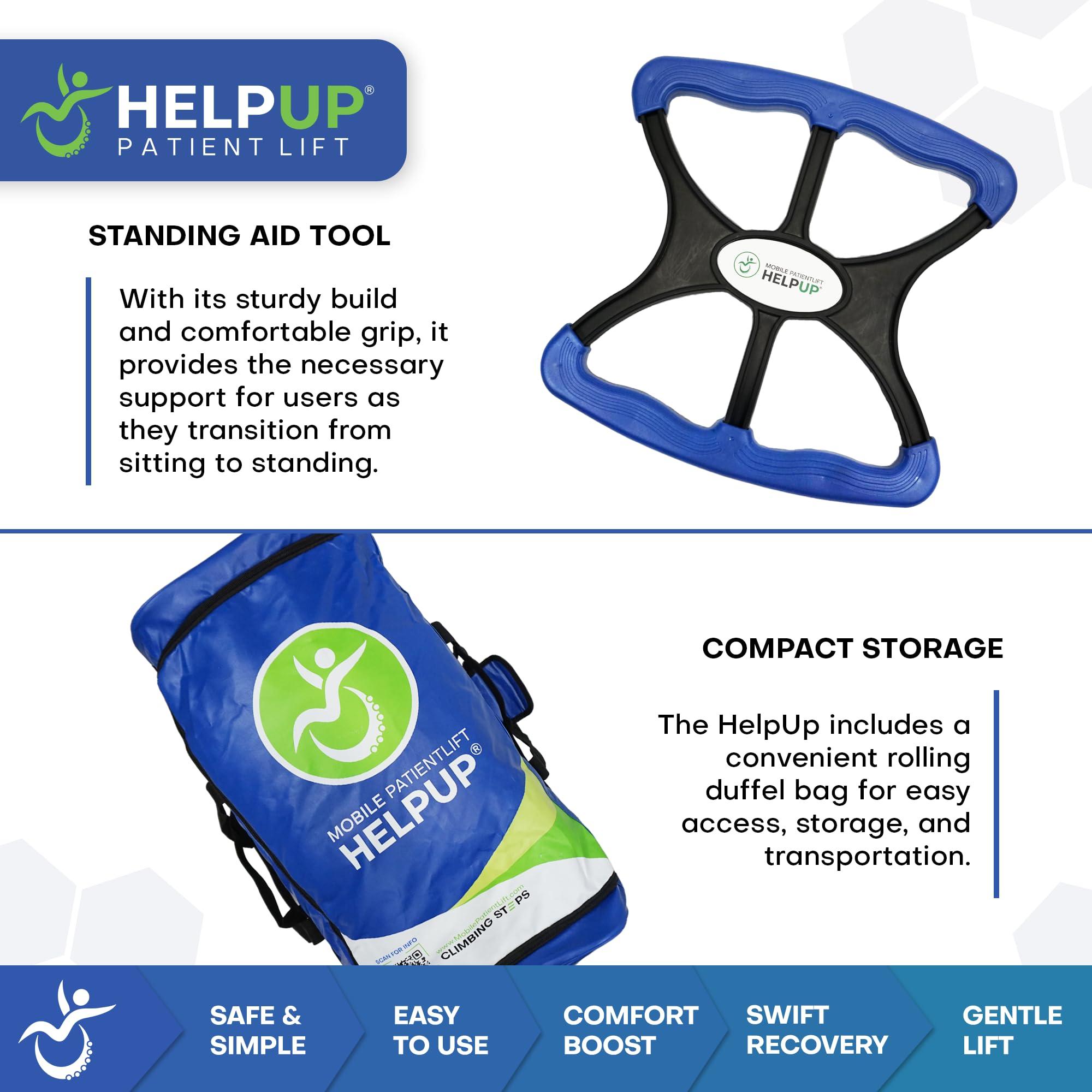 HelpUp HelpUp Inflatable Elderly Floor Assist Fall Recovery Chair Lift with Airlift Technology to Lift Fallen Seniors - Floor to Feet, Included Handheld Stand Aid, Grey - 300 lbs Capacity
