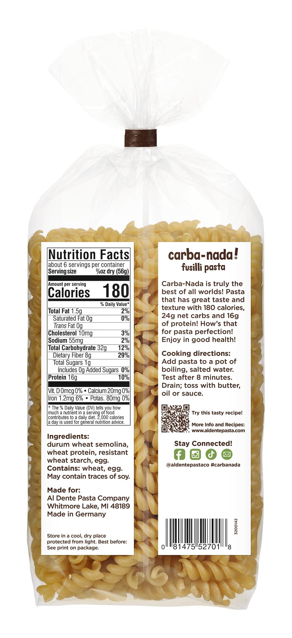AL DENTE Al Dente Pasta Carba Nada Fusilli, 12 Oz (Pack of 6)