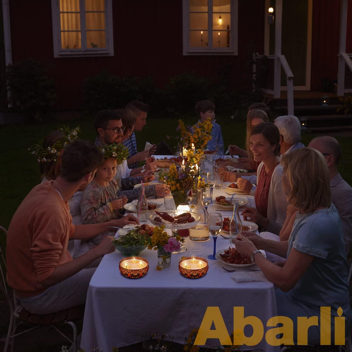 Abarli Abarli Citronella Candle Outdoor Large 3 Wick 13.5oz Soy Wax with Cover for Patio Porch, 75 Hour Burn, Blue and White, Citronella Candle