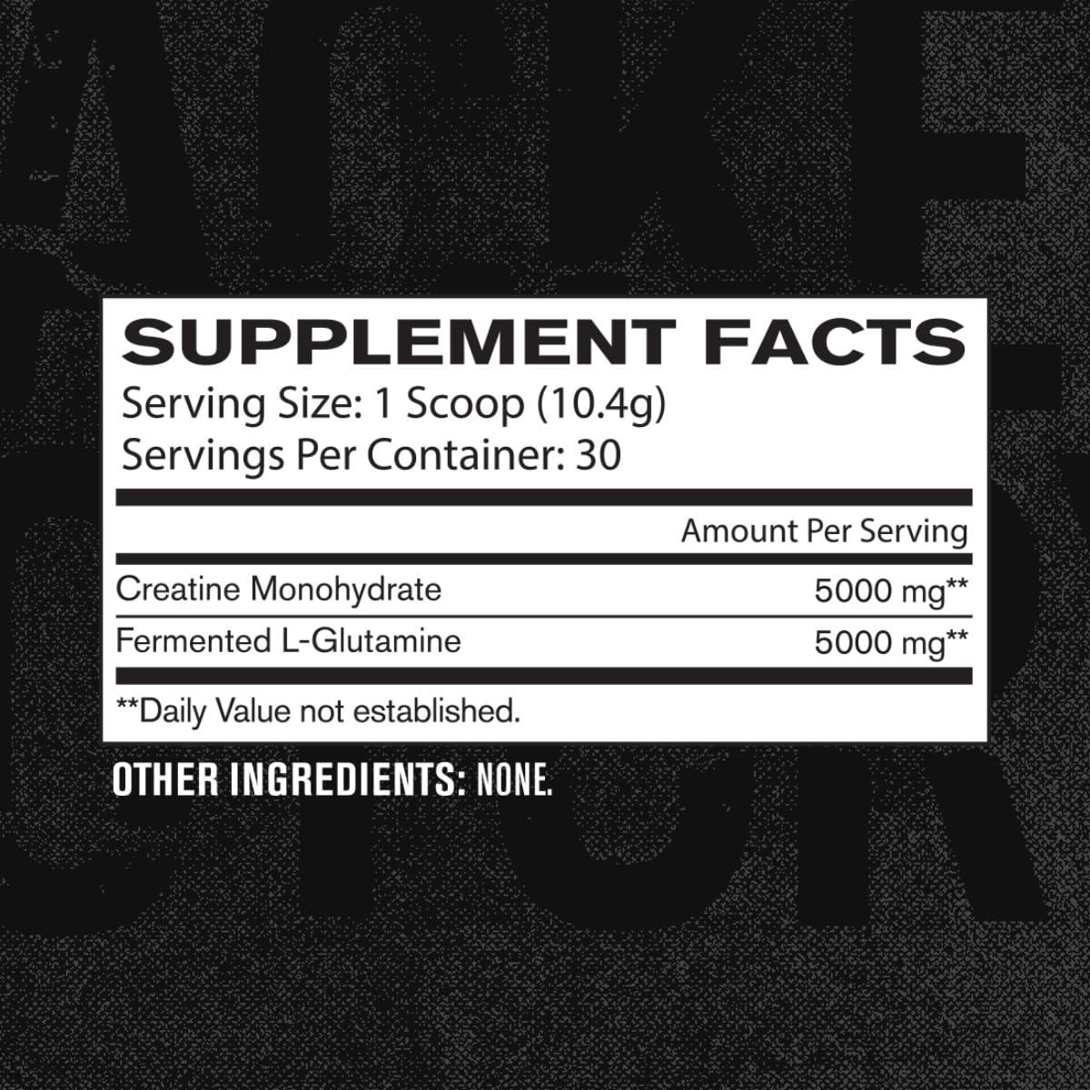 Jacked Factory Creatine + Glutamine - Creatine Supplement with L-Glutamine for Muscle Recovery, Muscle Growth, Increased Strength, Enhanced Energy Output, and Gut Health - 30 Servings, Unflavored