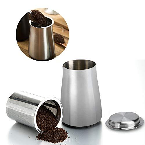 TOPINCN 304 Stainless Steel Dredge Coffee Powder Sifter Sieve Filter Container Coffee Making Accessory(Silver)