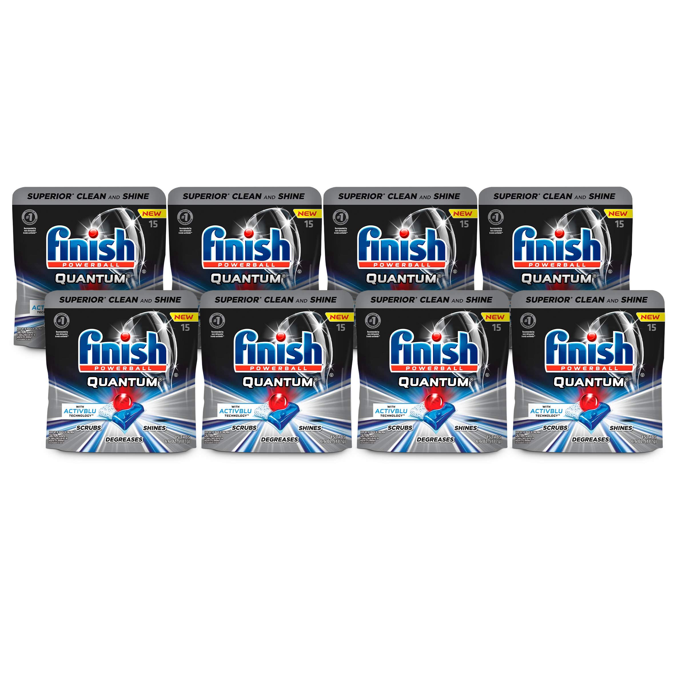 Finish Finish - Quantum with Activblu technology - 120ct (8x15ct) - Dishwasher Detergent - Powerball - Ultimate Clean and Shine - Dishwashing Tablets - Dish Tabs