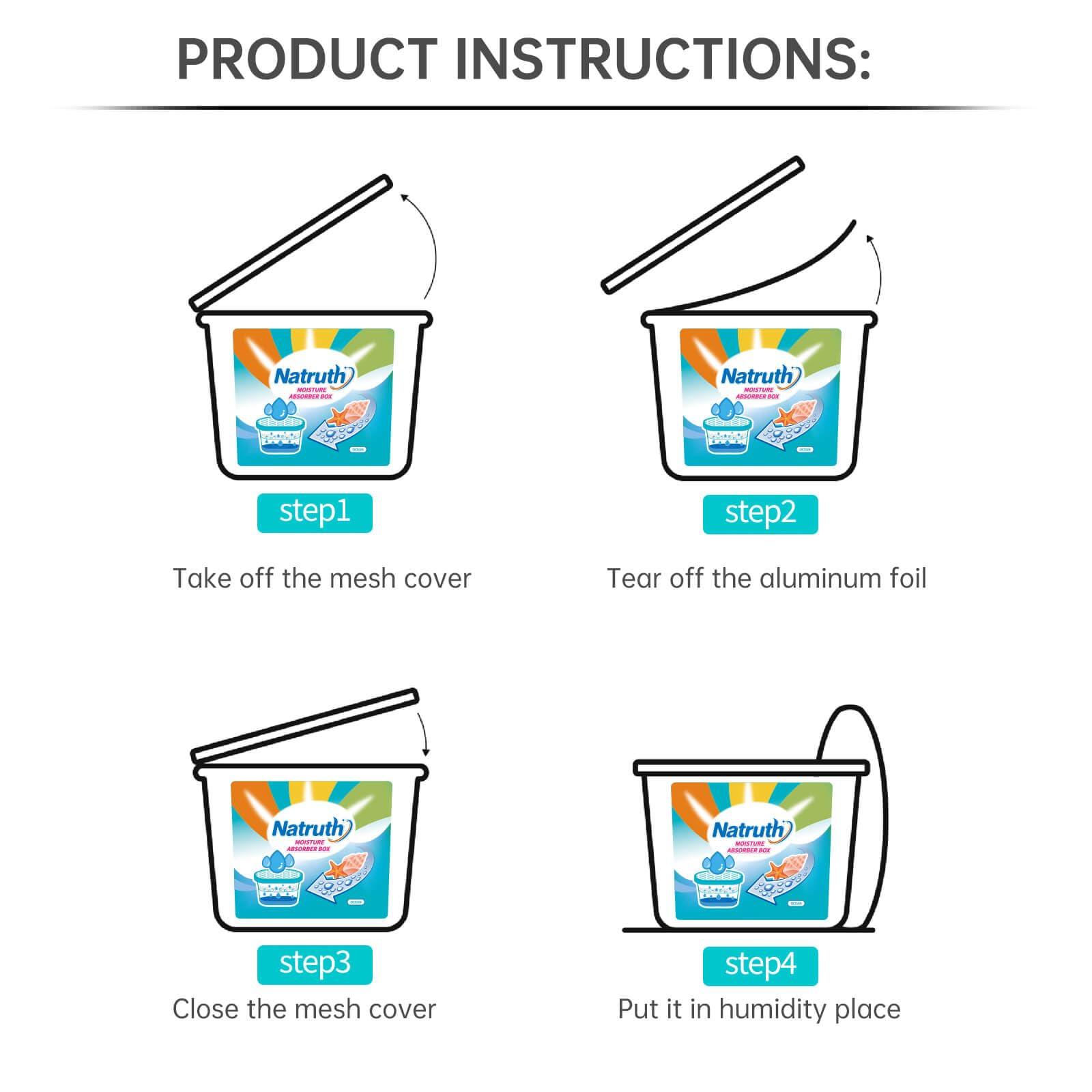 NATRUTH NATRUTH Moisture Absorbers 6 pack, 12.5Oz Portable Humidity Absorber Boxes for Your Bathroom, Closet & Car, Dehumidifier with Ocean Fragrance