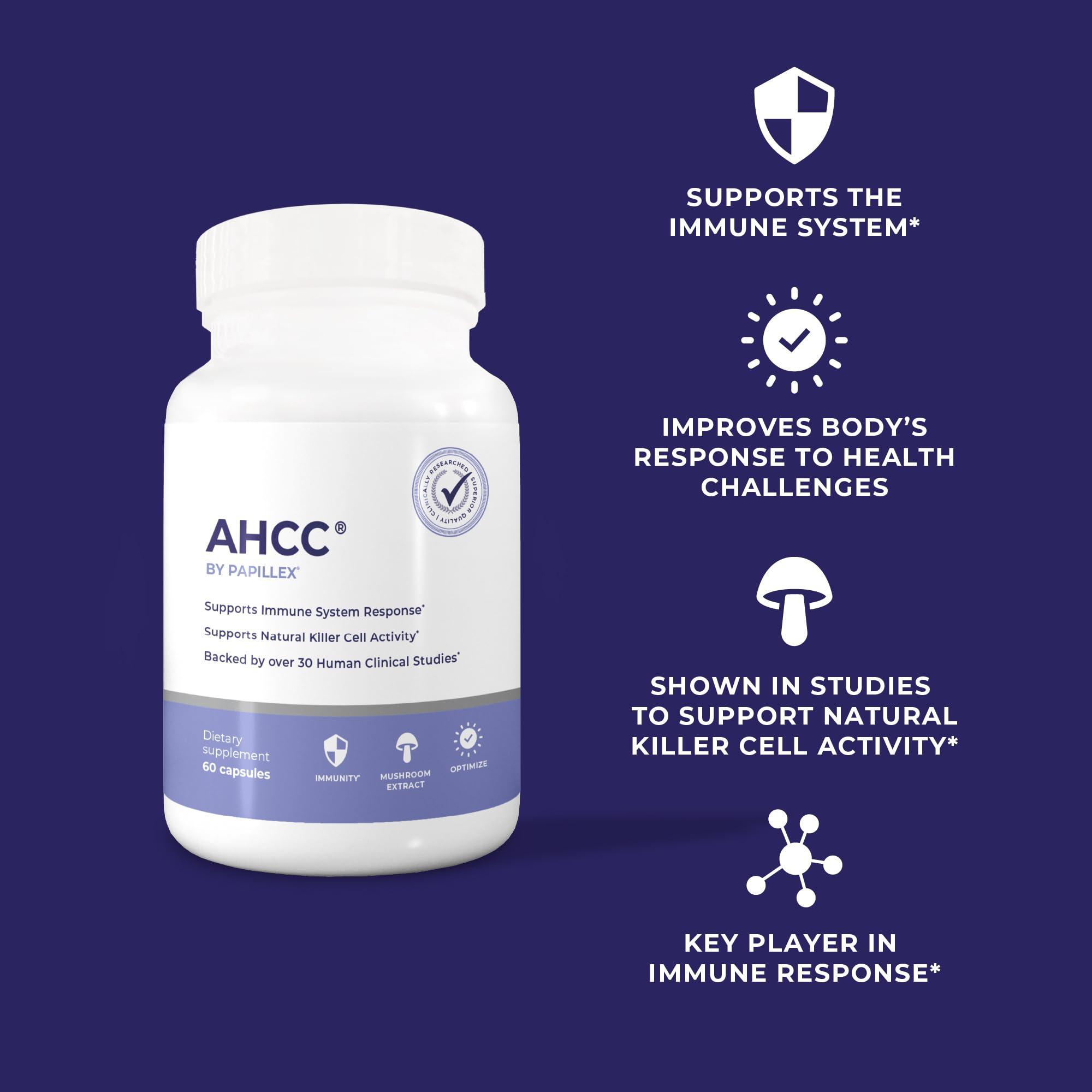 Papillex Papillex + AHCC Bundle - All Natural Immune Support Bundle - 60 Caps per Bottle
