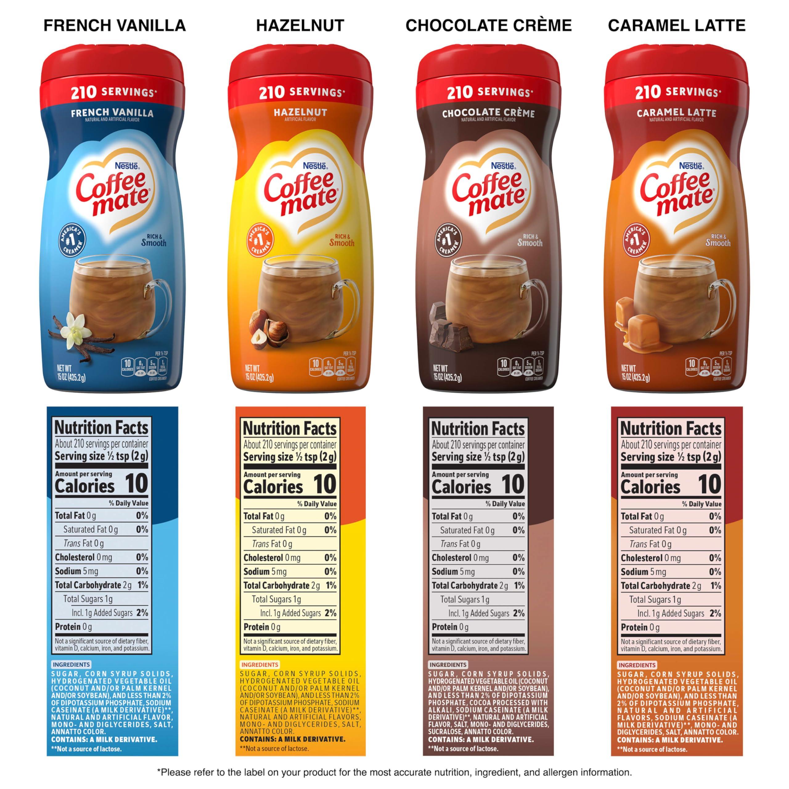 Coffee mate Nestle Coffee mate Flavored Creamer 4 Pack Variety Pack (15 oz bottles) - Chocolate Crme, French Vanilla, Hazelnut, Caramel Latte