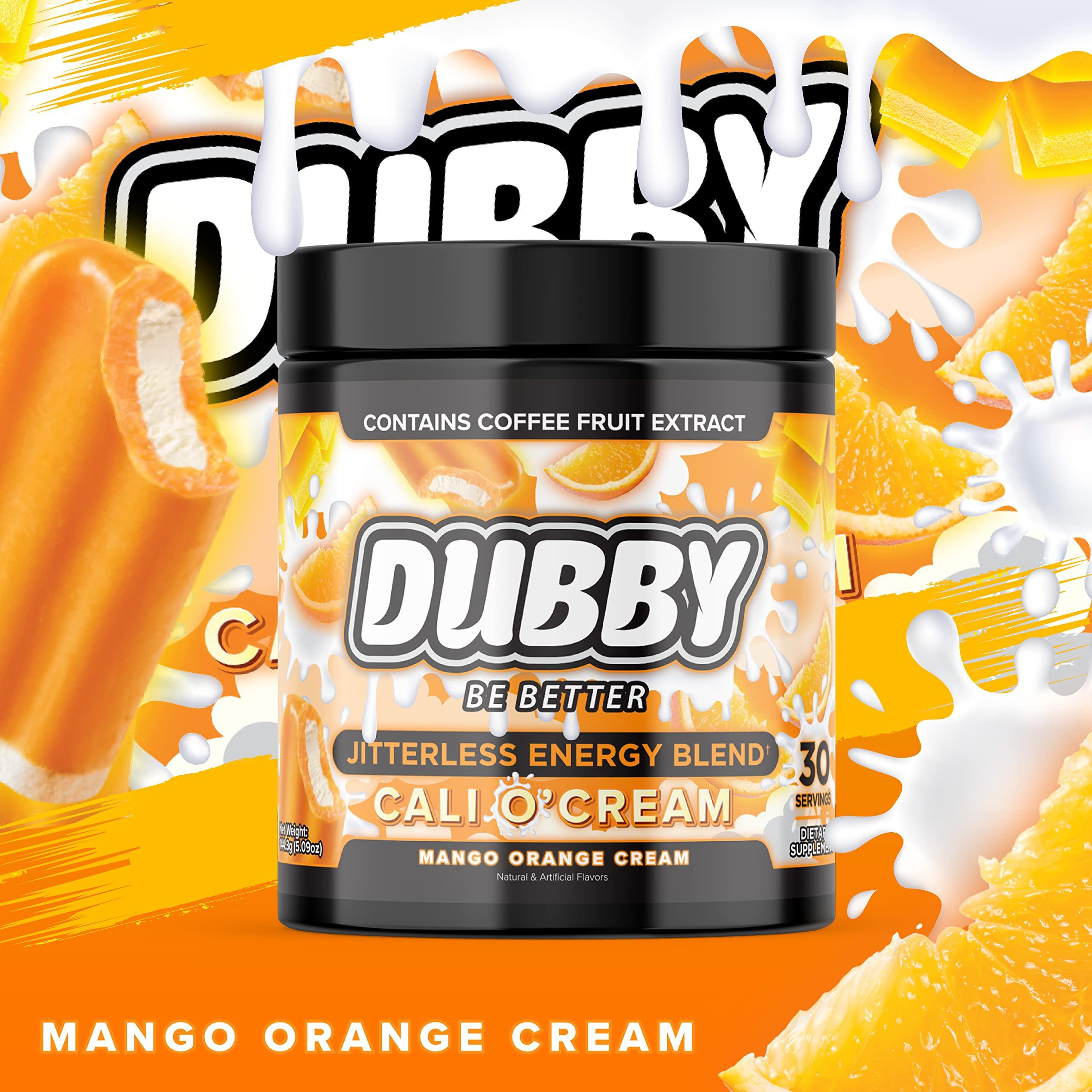 Dubby Dubby - Gamer Energy Drink Powder for Gaming - Sugar Free Energy Drinks, Nootropics Jitter-Free Natural Energy Powder, Mango Orange Cream Flavor, 30 Serving, 5.61 Ounces (Cali Cream)