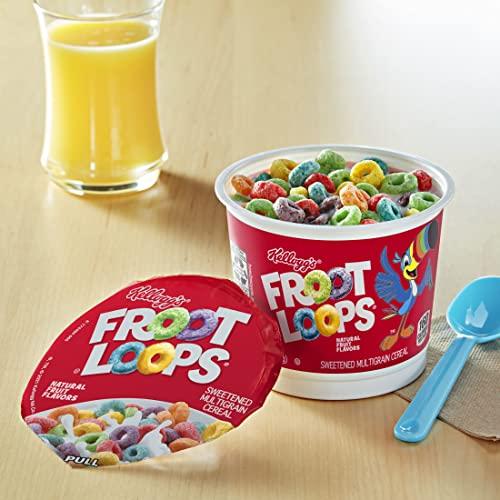Froot Loops Kellogg\'s Froot Loops Breakfast Cereal Cups, Fruit Flavored, Breakfast Snacks with Vitamin C, Original, 18oz Case (12 Cups) (Pack of 2)