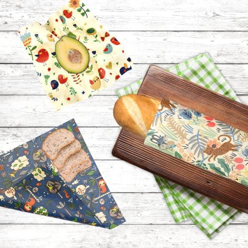 BYTTME Reusable Beeswax Wrap - 9 Pack Beeswax Wraps for Food, Eco-Friendly Beeswax Food Wraps, Bread Sandwich Food Wrap - Organic, Sustainable, Zero Waste, Plastic-Free Food Storage, 1XL, 3M, 5S