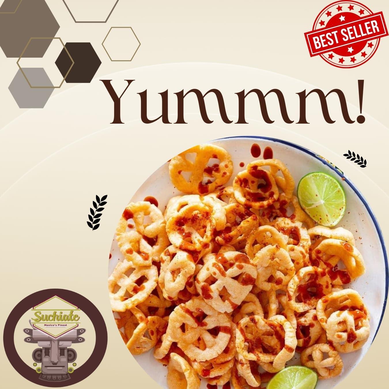 SUCHIATE MEXICO\'S FINEST Mexican Duritos Wheat Snacks Fried Snacks - Chicharrones de Harina (1 Pound Pinwheels/Ruedas (Pack of 1))