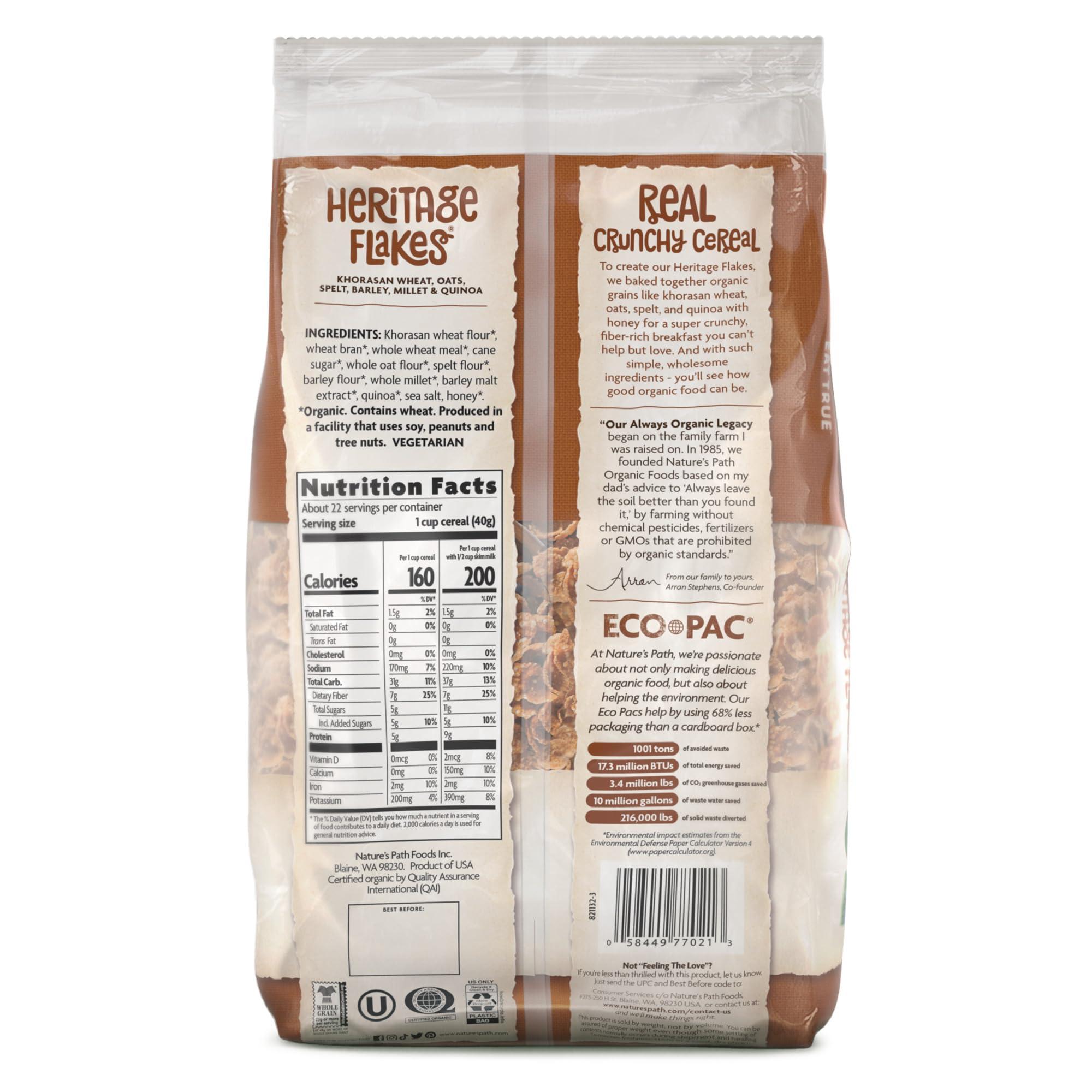 Nature's Path Nature\'s Path Organic Heritage Flakes Cereal, 32 oz (Pack of 1), Non-GMO, Earth Friendly Packaging