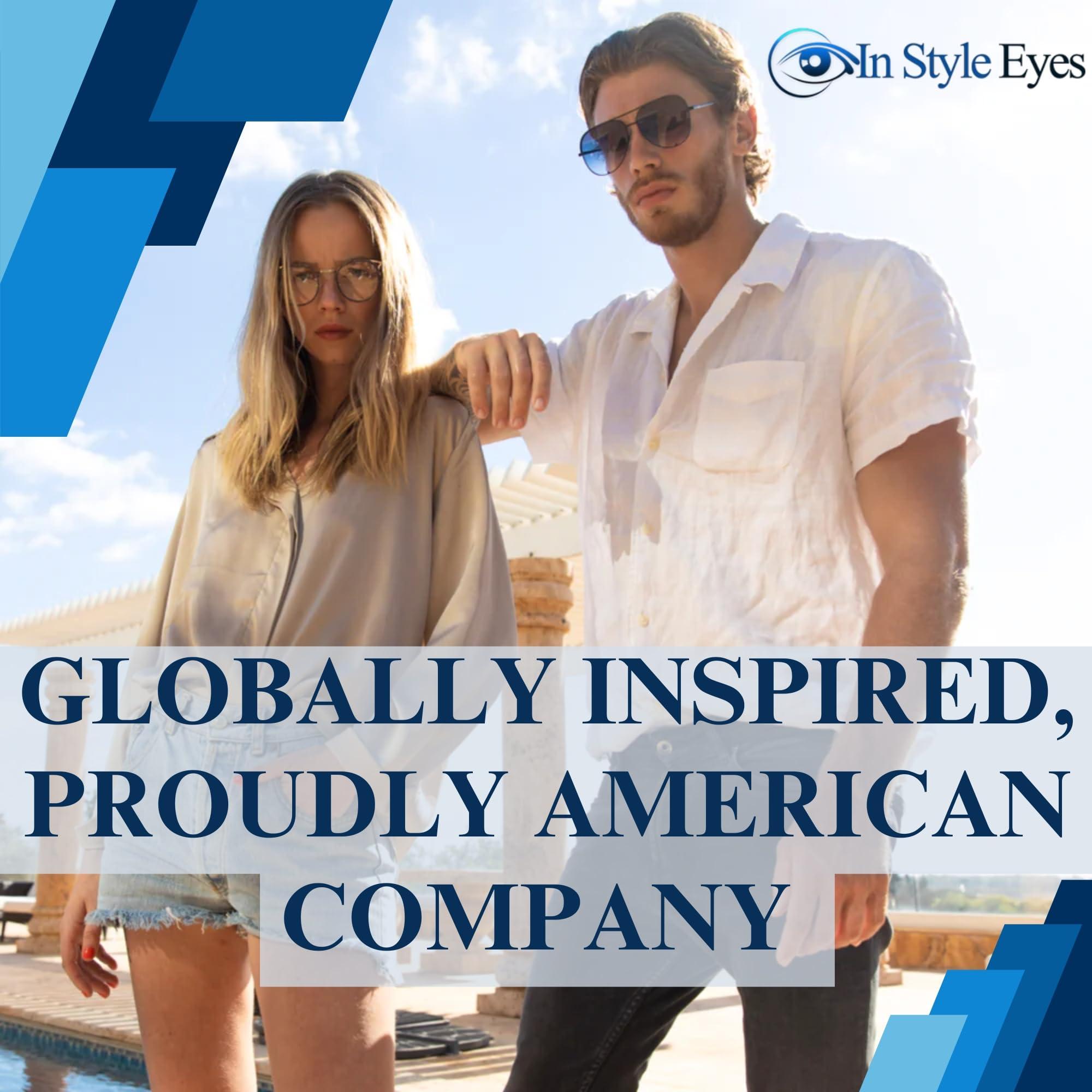 In Style Eyes In Style Eyes Blue Light Blocking Computer Reading Glasses - Classic Browline Frame Reader Glasses with Aspheric Lens - Blue - 1.0x