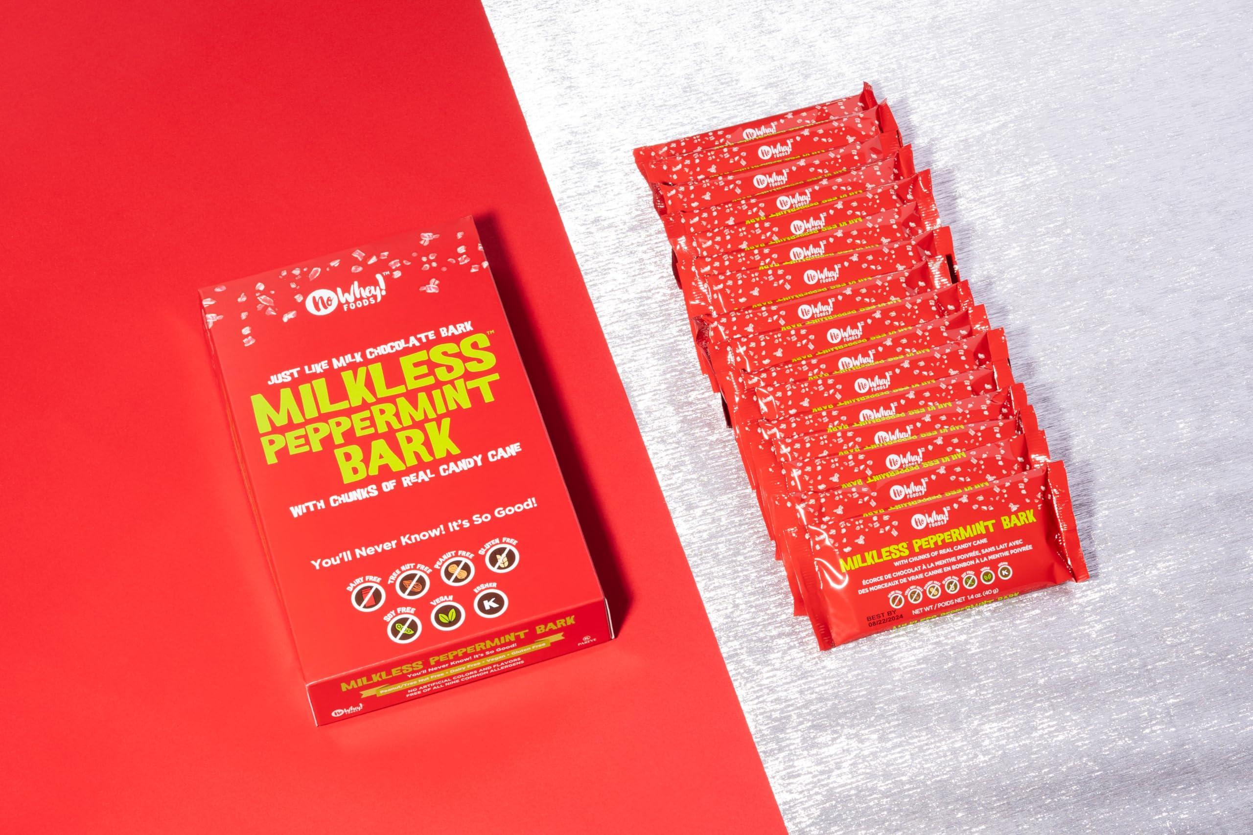 No Whey! Foods No Whey Foods - Milkless Peppermint Bark (16 Pack) - Vegan & Allergy Friendly Christmas Chocolate- Dairy Free, Nut Free, Peanut Free, Soy Free, Gluten Free