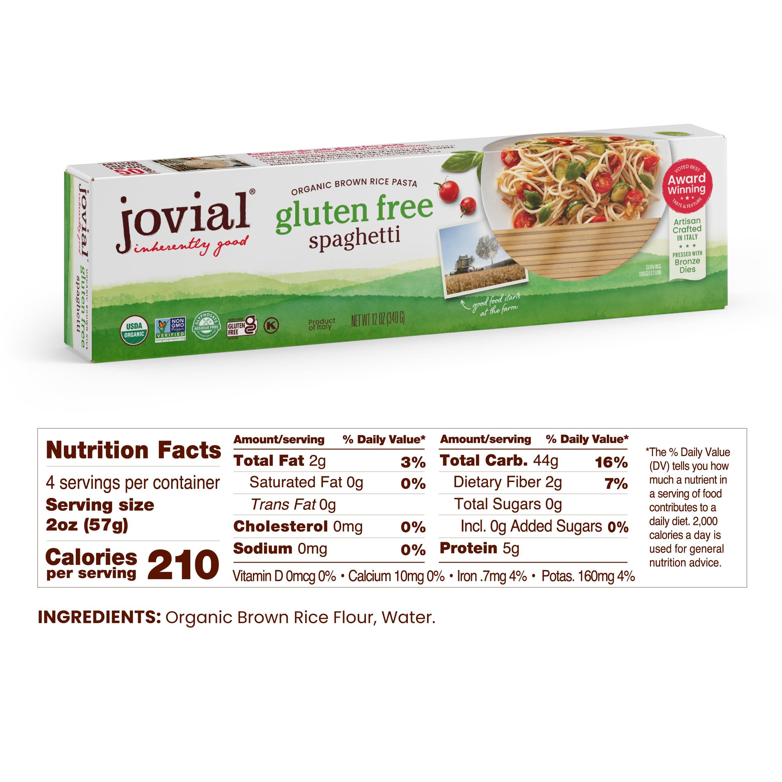Jovial Jovial Whole Grain Brown Rice Spaghetti Pasta - Pasta Spaghetti, Spaghetti Pasta, Whole Grain Pasta, Organic Pasta, Gluten Free, Dairy Free, Brown Rice Pasta, Made in Italy - 12 Oz, 6 Pack
