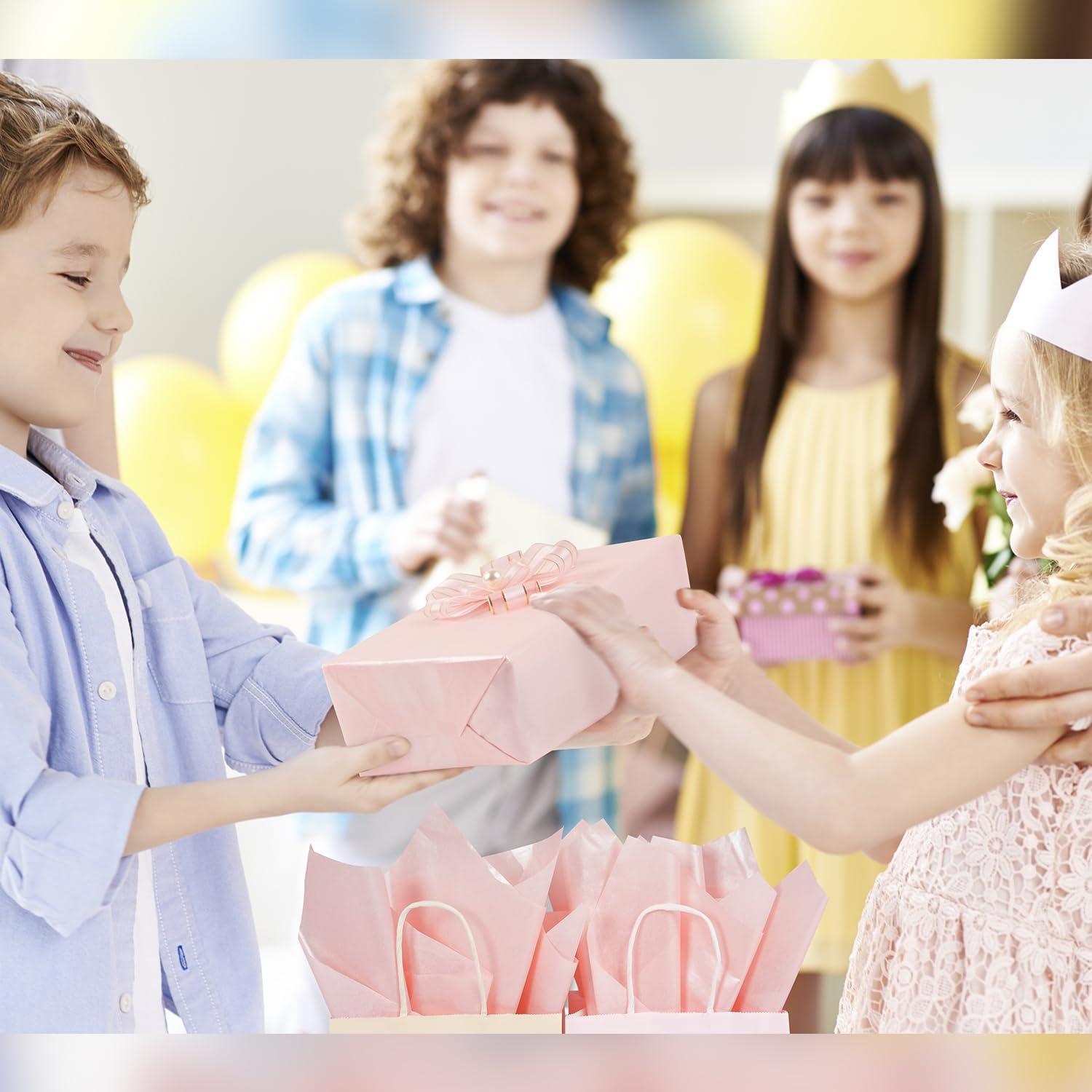 RUIFUN Pink Metallic Tissue Paper, 60 Sheets Shiny Baby Pink Tissue Paper Sheets for Gift Bags Crafts Wrapping Gifts Packaging, Pink Tissue Paper Bulk for Girls Women Birthday Wedding Baby Shower Party Decor