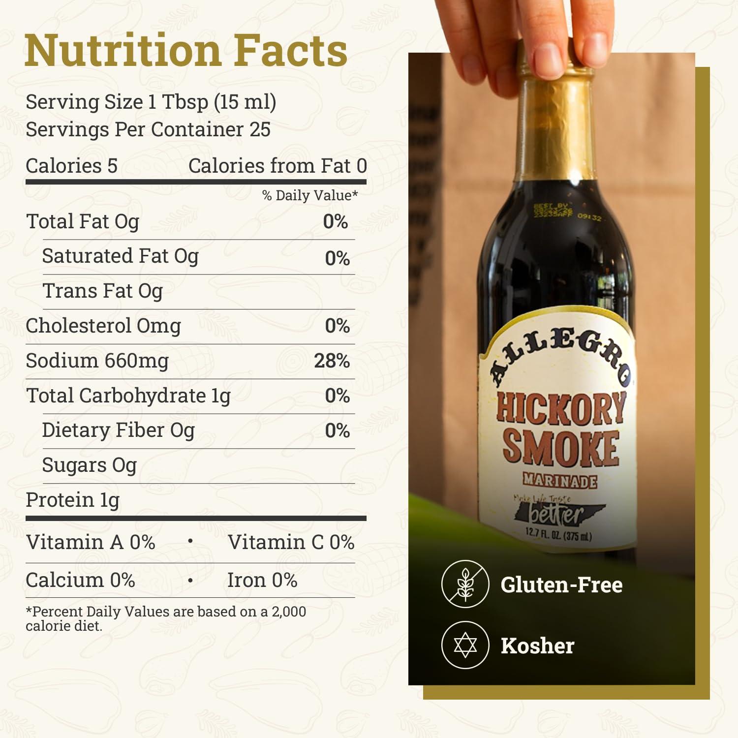 Allegro ALLEGRO - The Marinate Everything Marinades | Perfect Marinades for Meat & Veggies | Marinade for Grilling, Roasting & Cooking | Kosher & Gluten Free | 12.7 Oz (Pack of 1) - Hickory Smoke