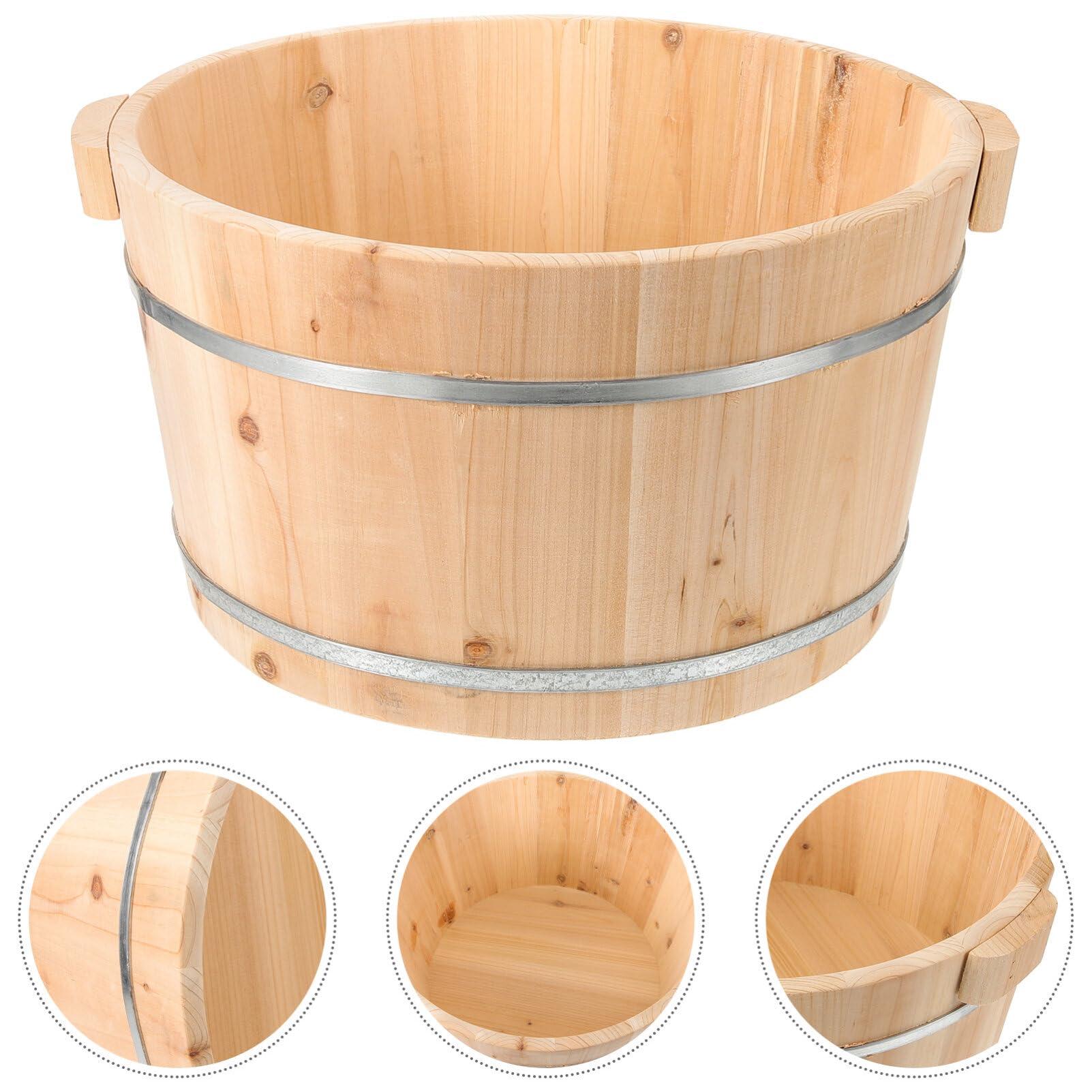 Angoily Angoily Wooden Foot Bath Bucket Wood Foot Tub for Soaking Feet Pedicure Bowl Foot Spa Massage Pedicure Barrels Foot Bath Basin Foot Soak Tub for Home Sauna 21cm