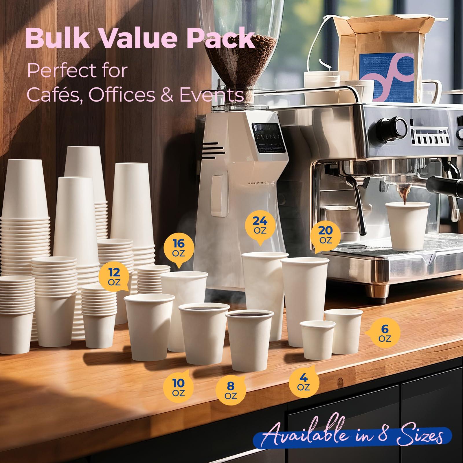 Fit Meal Prep Fit Meal Prep 100 Pack 6 oz Disposable Paper Coffee Cups, Premium White Hot Cups for Hot/Cold Beverage, Durable Thickened Paper Cup Bulk for Party, Daily Use, Office, Home, Bistros