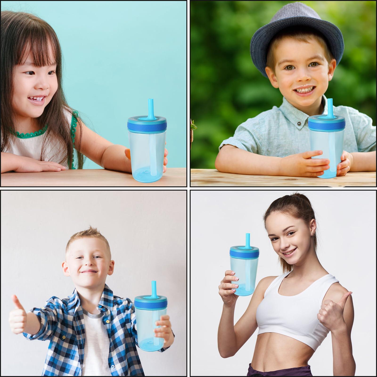 PEUTIER 4pcs Replacement Straws and Bite Valve for Zak Designs Kelso 15 oz, Straw Cup Accessories with Straw Cleaning Brush for kids Water Bottle, BPA Free Reusable (Blue)