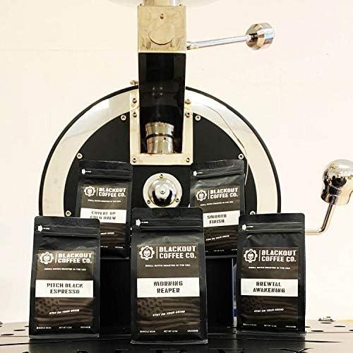 Blackout Coffee Co. Blackout Coffee, Pitch Black Espresso Extra Dark Roast Coffee, Aromatic, European-Style Espresso Coffee, Small Batch Fresh Roasted in the USA 12 oz Bag (Whole Bean Coffee)