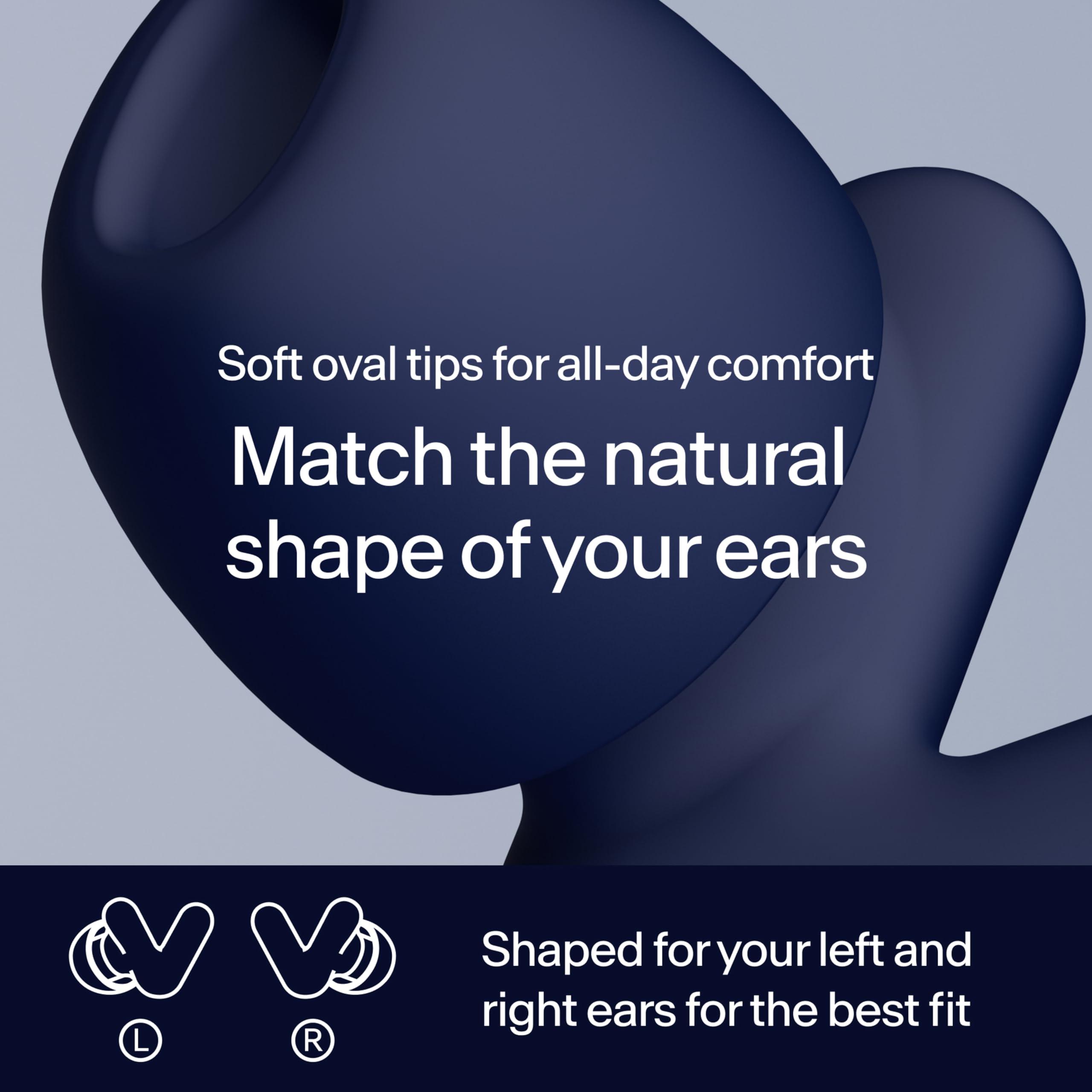 Alpine Alpine Silence Ear Plugs for Sleep, Focus & Travel - V-Shape Fit & Soft Oval Tips  4 Sizes XS/S/M/L - Comfortable, Reusable Hearing Protection - 22dB  Midnight Blue