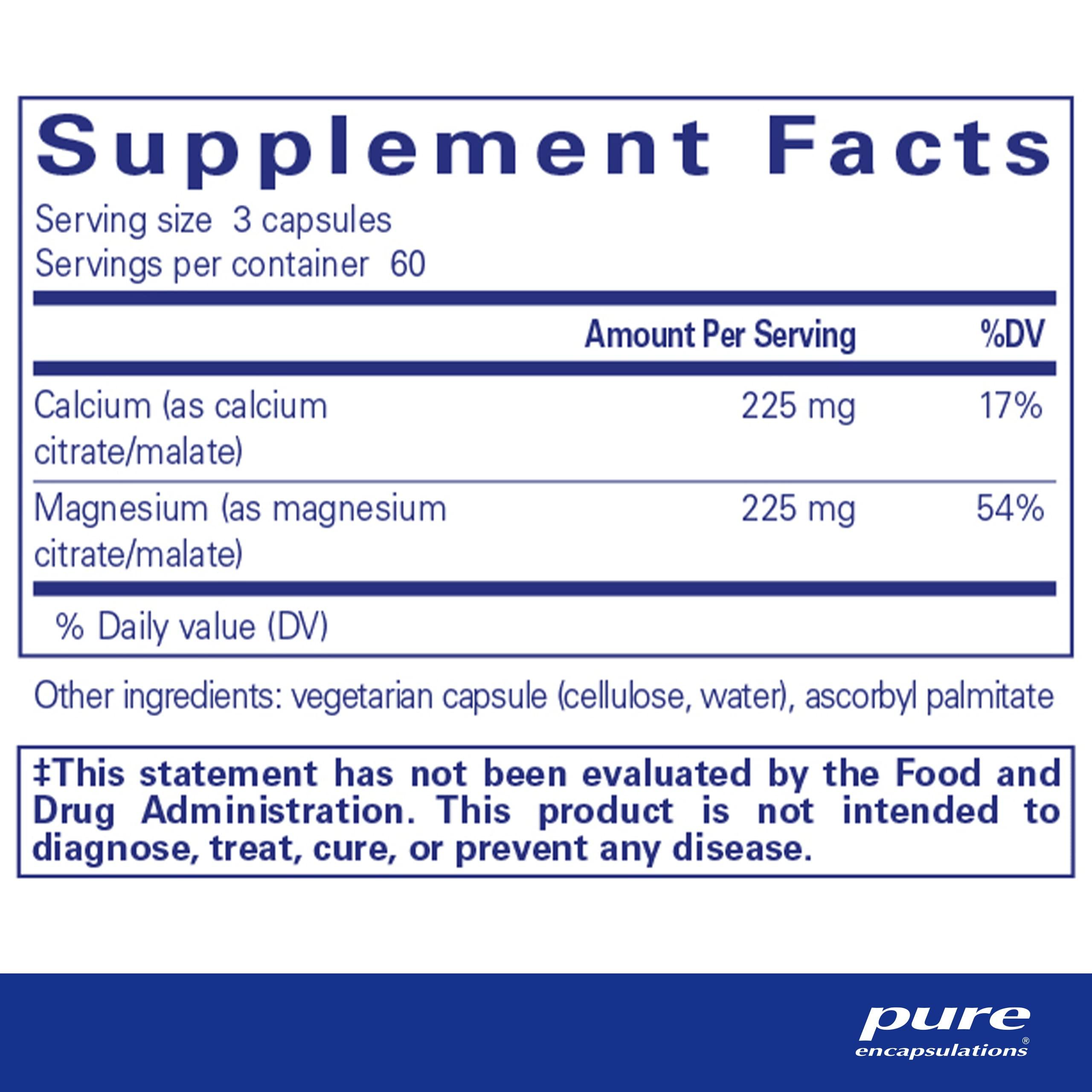 Pure Encapsulations Pure Encapsulations Calcium Magnesium (Citrate/Malate) | Supplement to Support Bone and Cardiovascular Health* | 180 Capsules