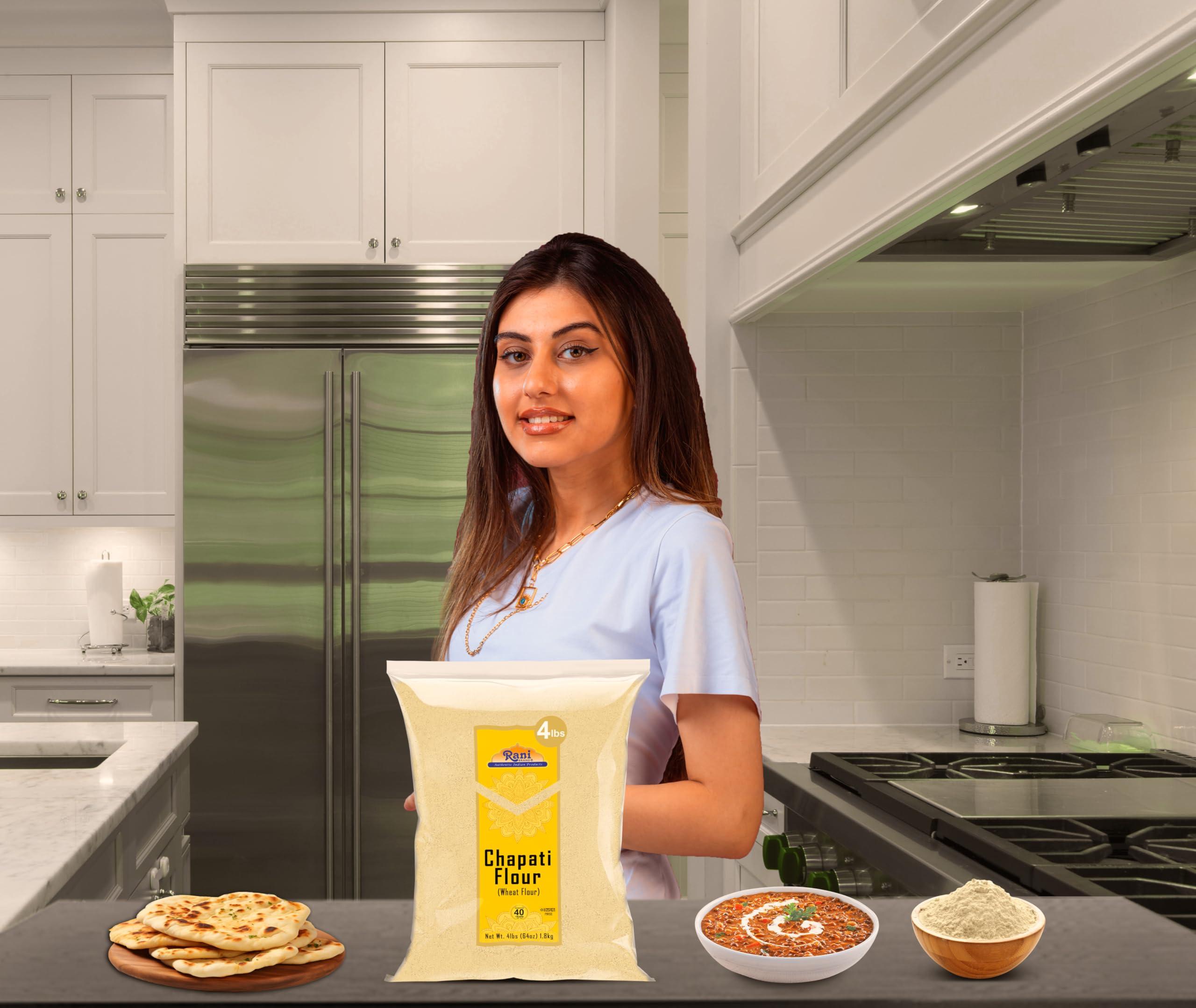 Rani Brand Authentic Indian Products Rani Chapati Flour (100% Pure Whole Wheat Atta), For Making Roti & Indian Breads 64oz (4lbs) 1.81kg Bulk ~ All Natural | Vegan | No Salt or Colors | NON-GMO | Kosher | Indian Origin