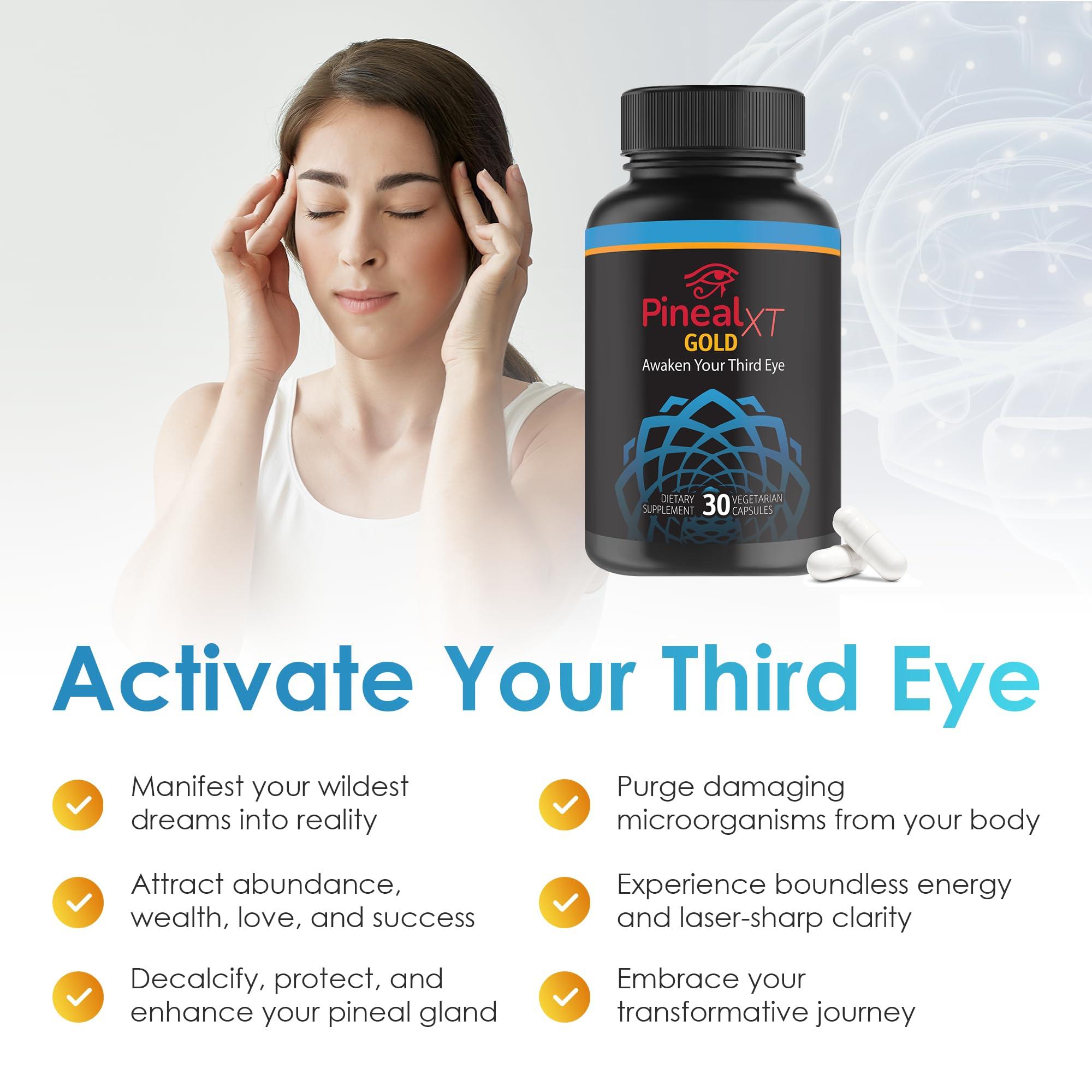 Nutraville Nutraville Pineal XT Gold - Pineal Gland Decalcification - Awaken Your Third Eye with 7 Powerful Ingredients in Custom Formula - Body Detox - Take 1 Vegetarian Capsule a Day