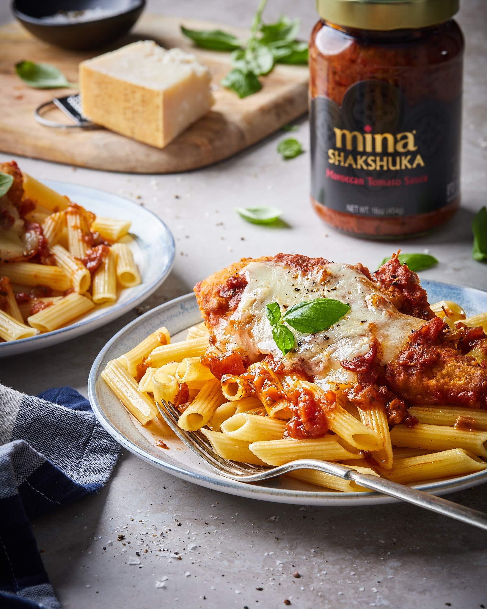 Mina Mina Shakshuka Sauce, Moroccan Tomato Sauce, 26 Oz (2 Pack) Sugar Free Sauce, Keto Friendly, Perfect to Use as Pasta Sauce and Simmer Sauce, Delicious with Eggs, Pizza, Sandwiches, and More