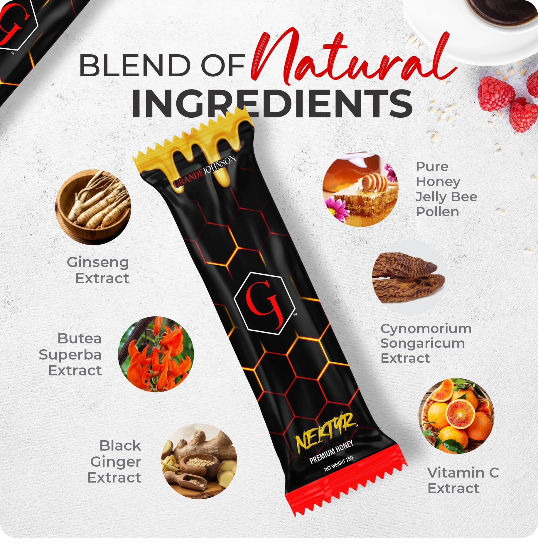 Grande Johnson Grande Johnson - Nektyr - Organic Premium Natural Pure Honey with Jelly Bee Pollen - Pack of 3