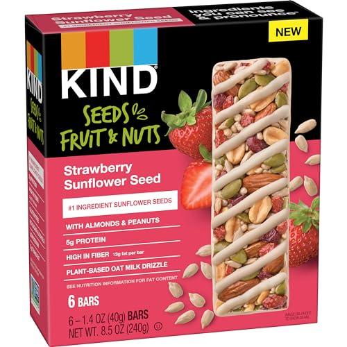 KIND KIND Seeds Fruit & Nuts Snack Bar, Strawberry Sunflower Seed | 5g Protein, High Fiber, Gluten Free Bars, 1.4 OZ, 6 Count