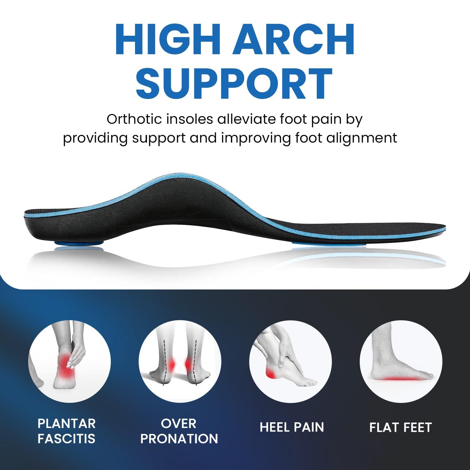 PCSsole PCSsole Orthotic High Arch Support Insoles, Comfort Gel Work Boot Insert for Flat Feet, Plantar Fasciitis, Feet Pain, Heel Spur Pain,Metatarsalgia,Over Pronation for Men and Women28cm