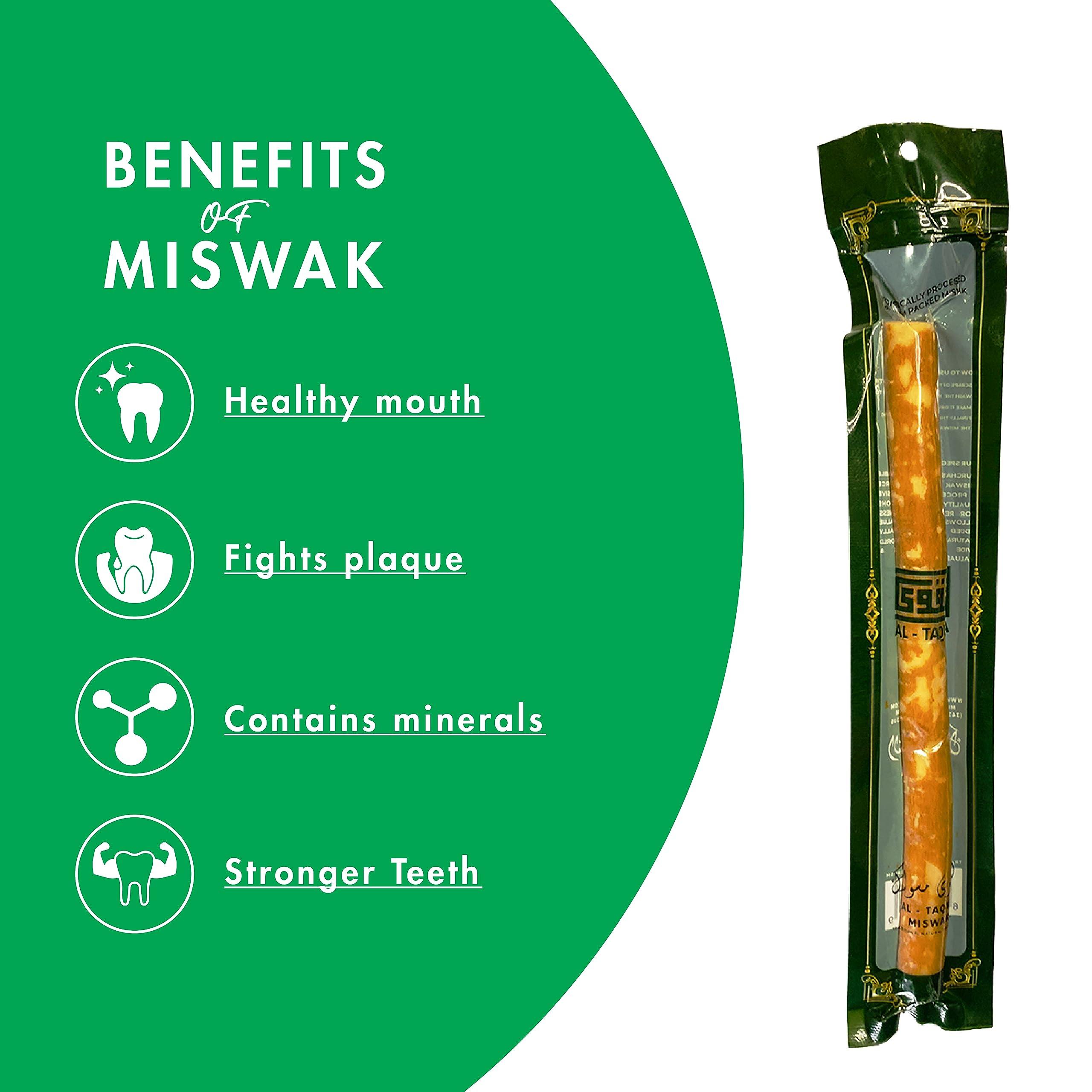 AL-TAQWA AL-TAQWA Miswak Stick |Miswak Toothbrush, Pack of 12, Natural Toothbrush, Chewable (Meswak)|Siwak Oral Hygiene, Teeth Whitening, Control Bad Breath | Eco-Friendly, Biodegradable, Nitric Oxide