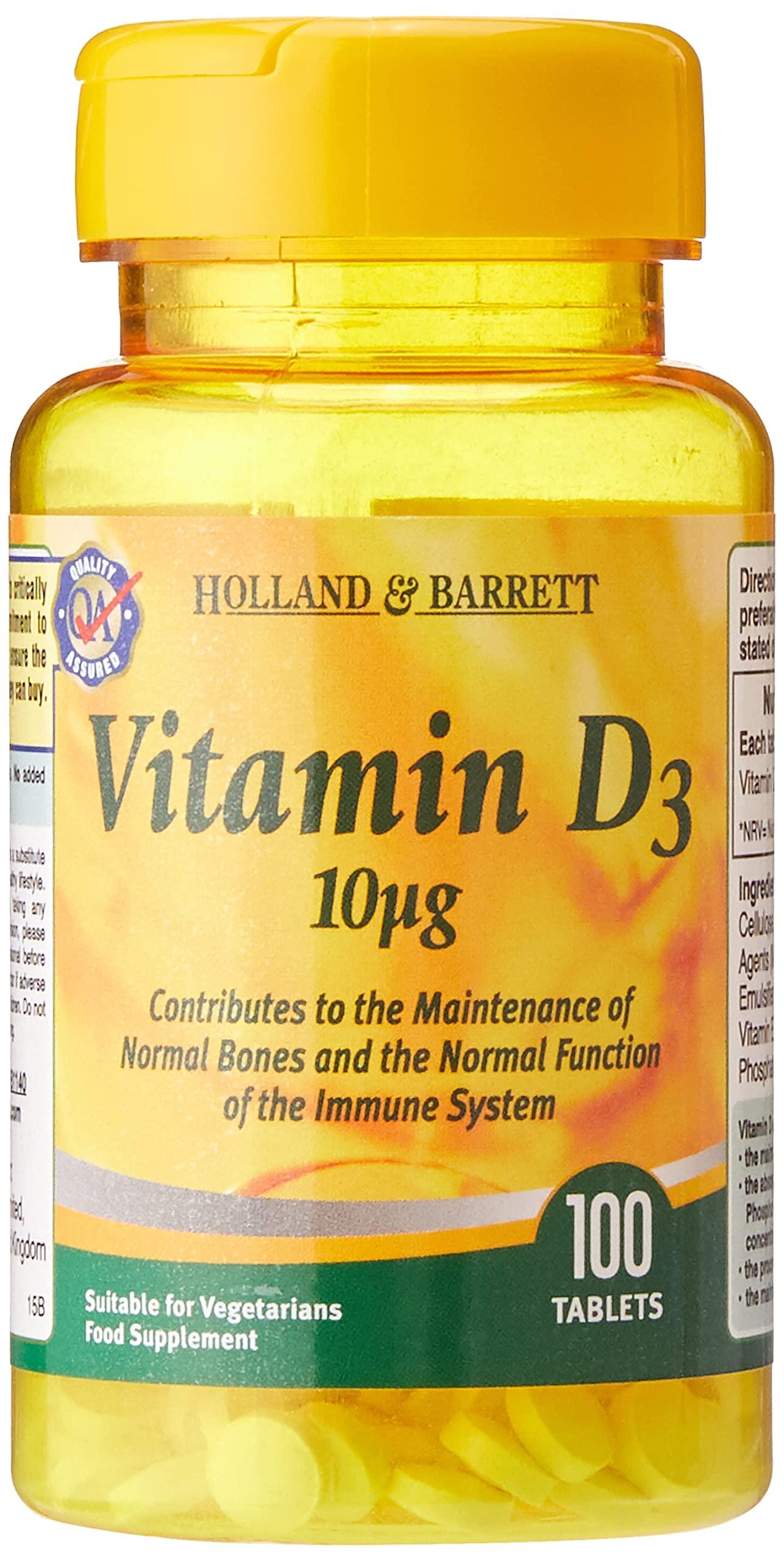 Holland & Barrett Holland & Barrett Vitamin D3, 10ug - 100 Tablets