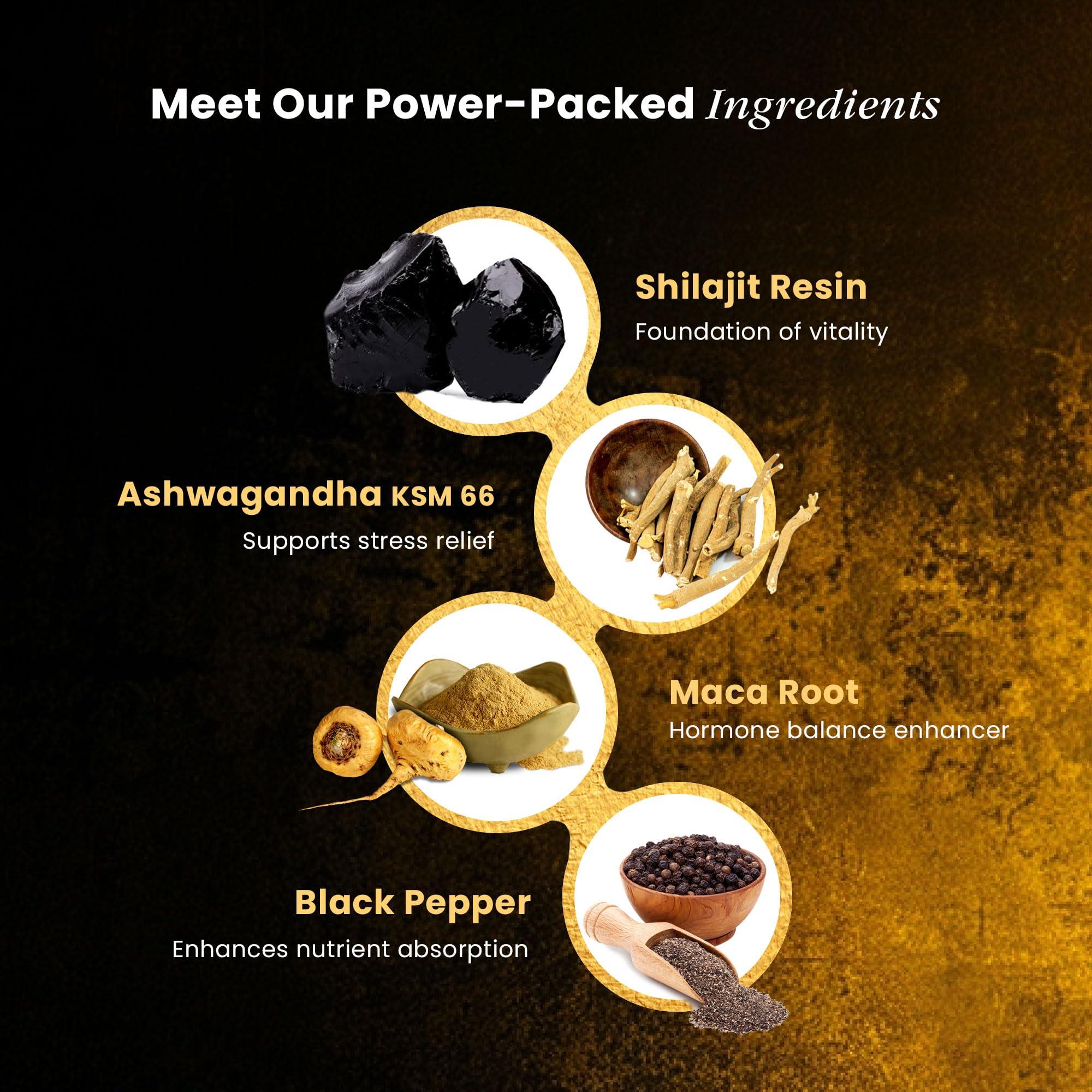 BeepWell BeepWell Shilajit Resin Himalayan Pure Natural Ashwagandha Maca Root Black Pepper Authentic Chilajil Men Women Gold Ayurvedic, 72% Fulvic Acid 85+ Trace Minerals, 50 Servings, 40 Grams