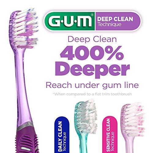 GUM GUM Technique Deep Clean Toothbrush - Compact Soft - Soft Toothbrushes for Adults with Sensitive Gums - Extra Fine Bristles, 1ct (12pk)
