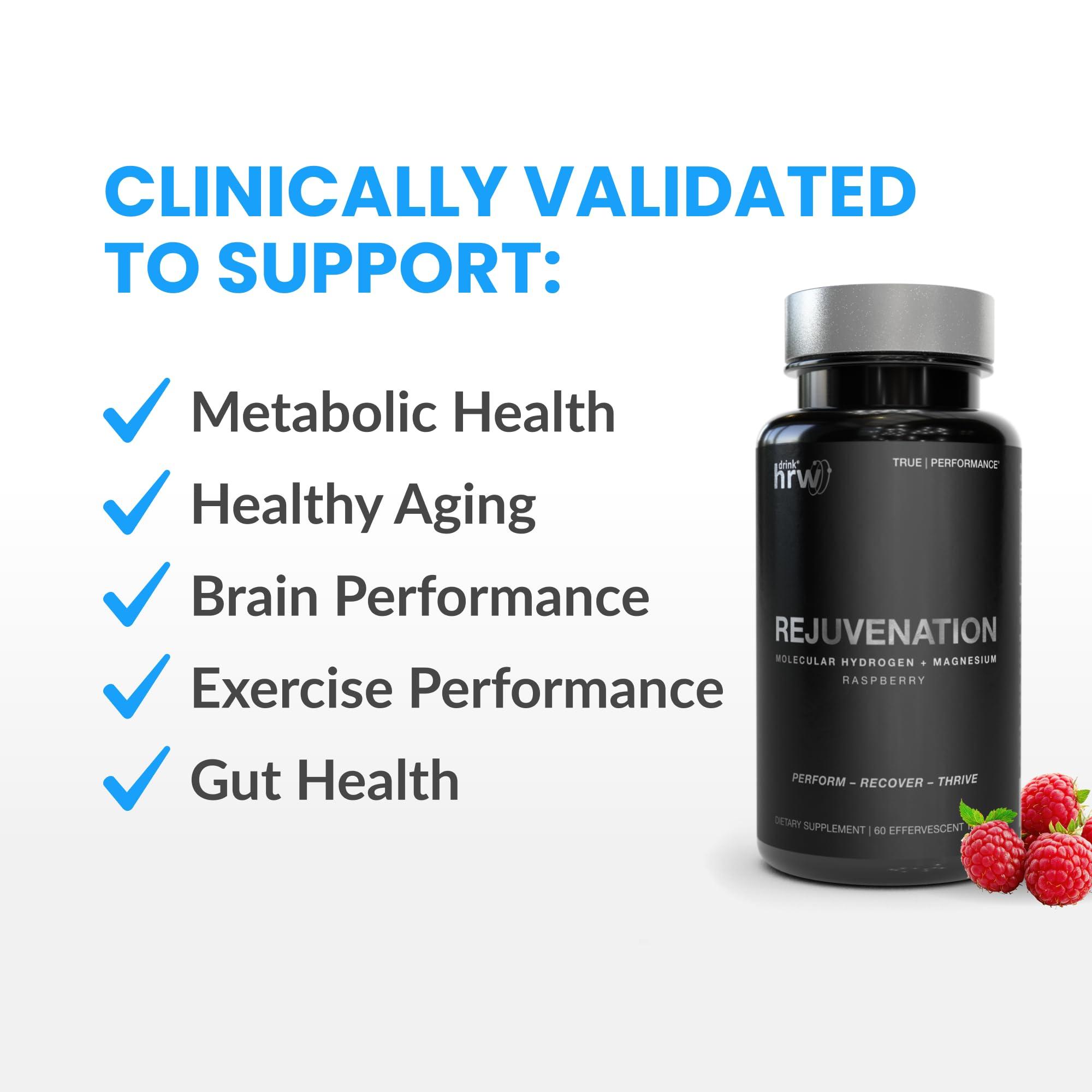 DRINK HRW Rejuvenation Sport Molecular Hydrogen Tablets: Highest Dose, and Concentration of Any Hydrogen Water Technology, Boost Energy, Improve Recovery, Support Mitochondrial Function, Raspberry