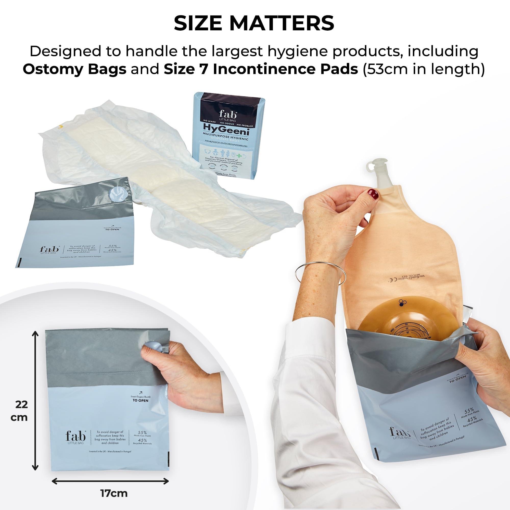 Fab Little Bag Fab Little Bag HyGeeni Disposal Bags for Nappies, Incontinence Pads, Ostomy & Catheter Bags - Prevents Odours, No Mess, Eco-Friendly, Pack of 50 Bags