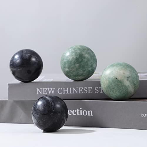 Healifty Healifty Baoding Balls Pack of 4-1.4 inch Chinese Balls for Hand, No Chime Chinese Health Exercise Massage Balls (Green,Black)