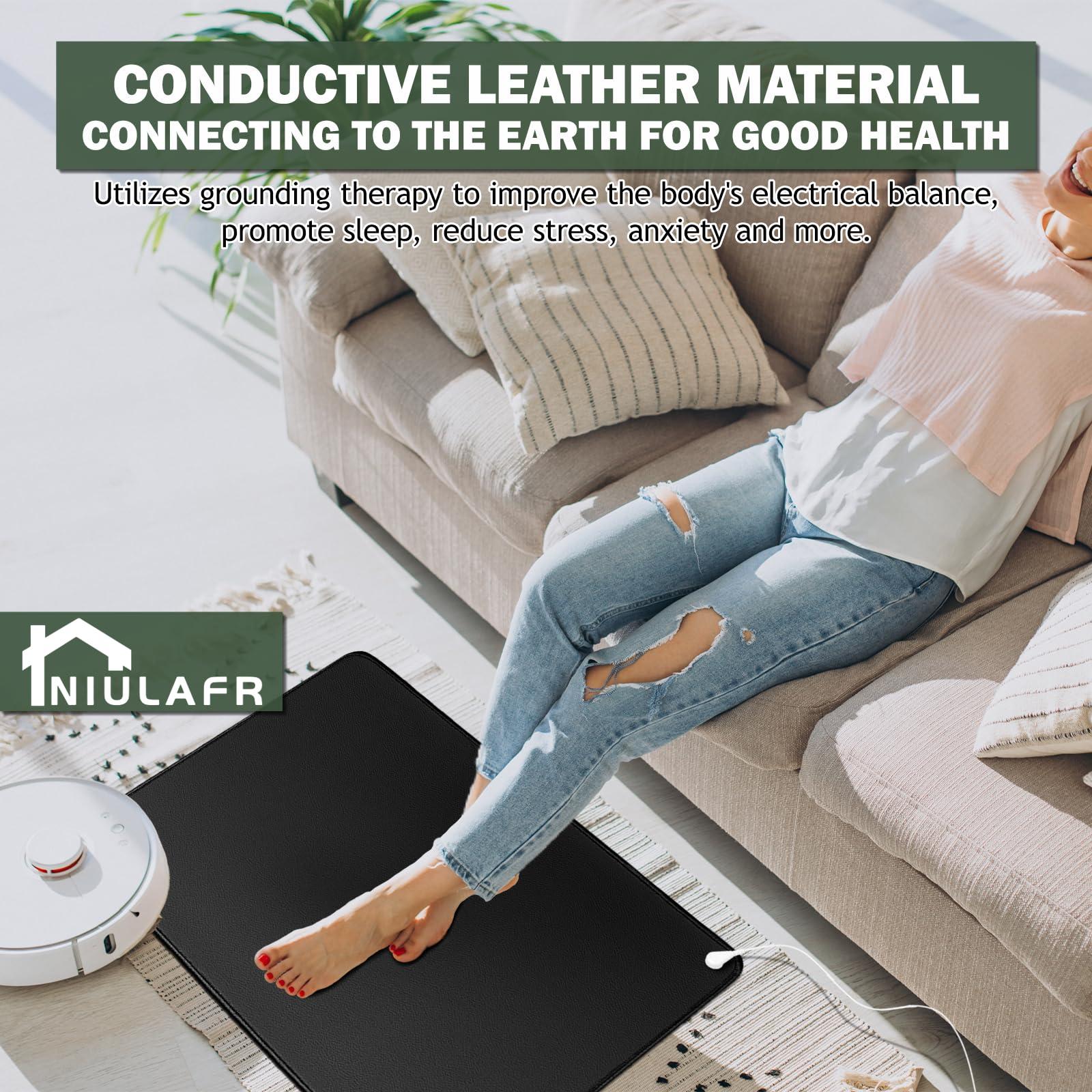 NIULAFR Grounding Mat,35.4x23.6 inches,Reconnect to The Earth EMF Recovery,for Foot Therapy, Universal Grounding Sleep Mat, Grounding Yoga Mat,Improve Energy,Sleep Assist and Helps with Anxiety Black