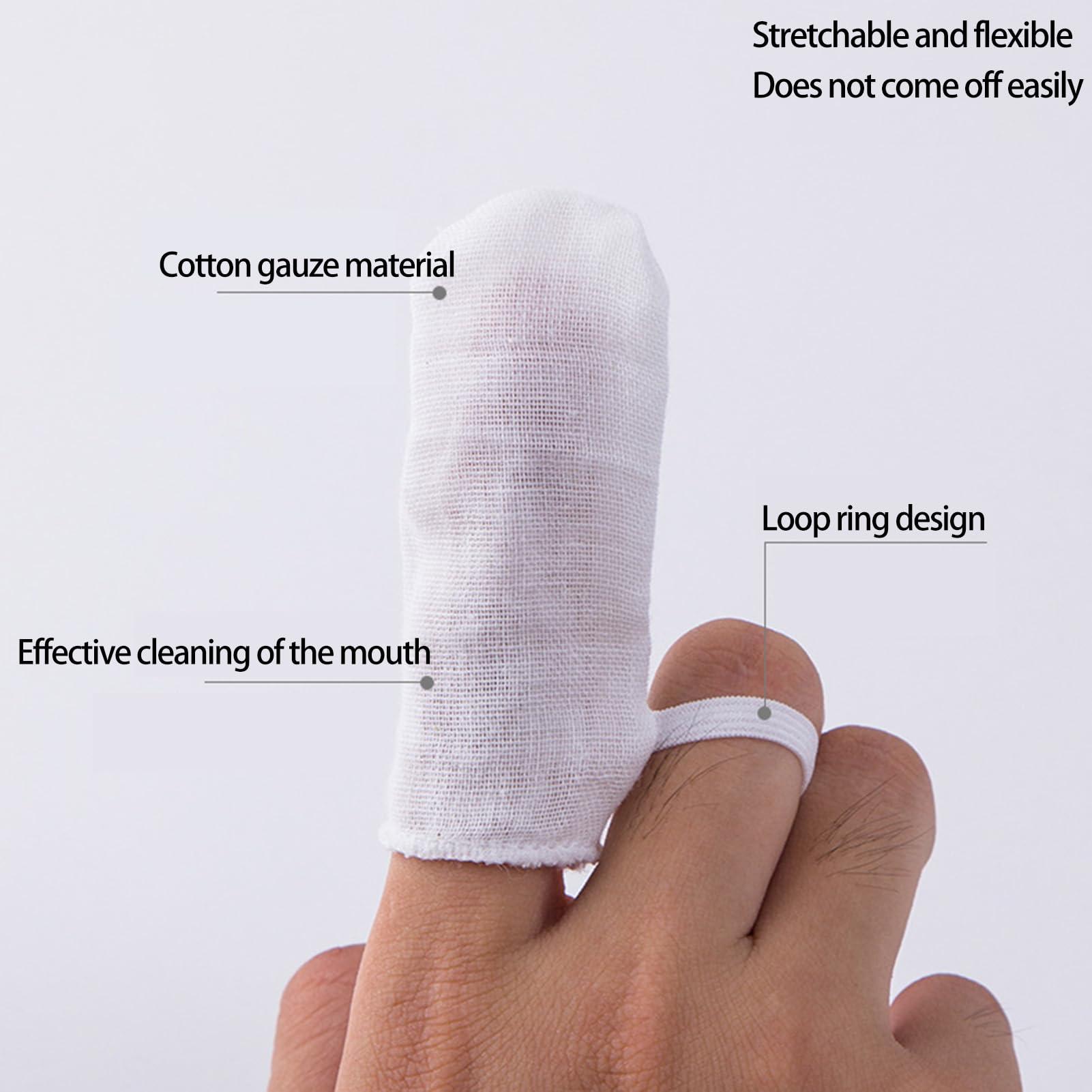 Brrnoo Baby Teeth Cleaning Gauze Finger Cover, 6pcs Baby Teeth Soft Gauze Infant Finger Clean Oral Toothbrush, Milk Removal Soft Ring Buckle Oral Tongue Cleaner